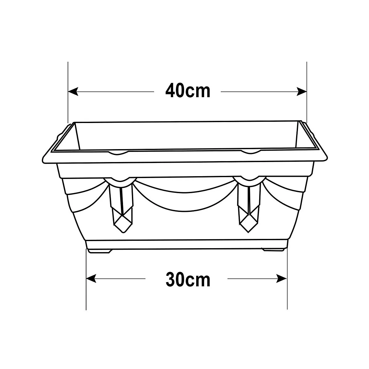 40cm Black Window Box Planter - Venetian Plastic Flower Plant Pot Garden Trough Indoor Outdoor - Image 3