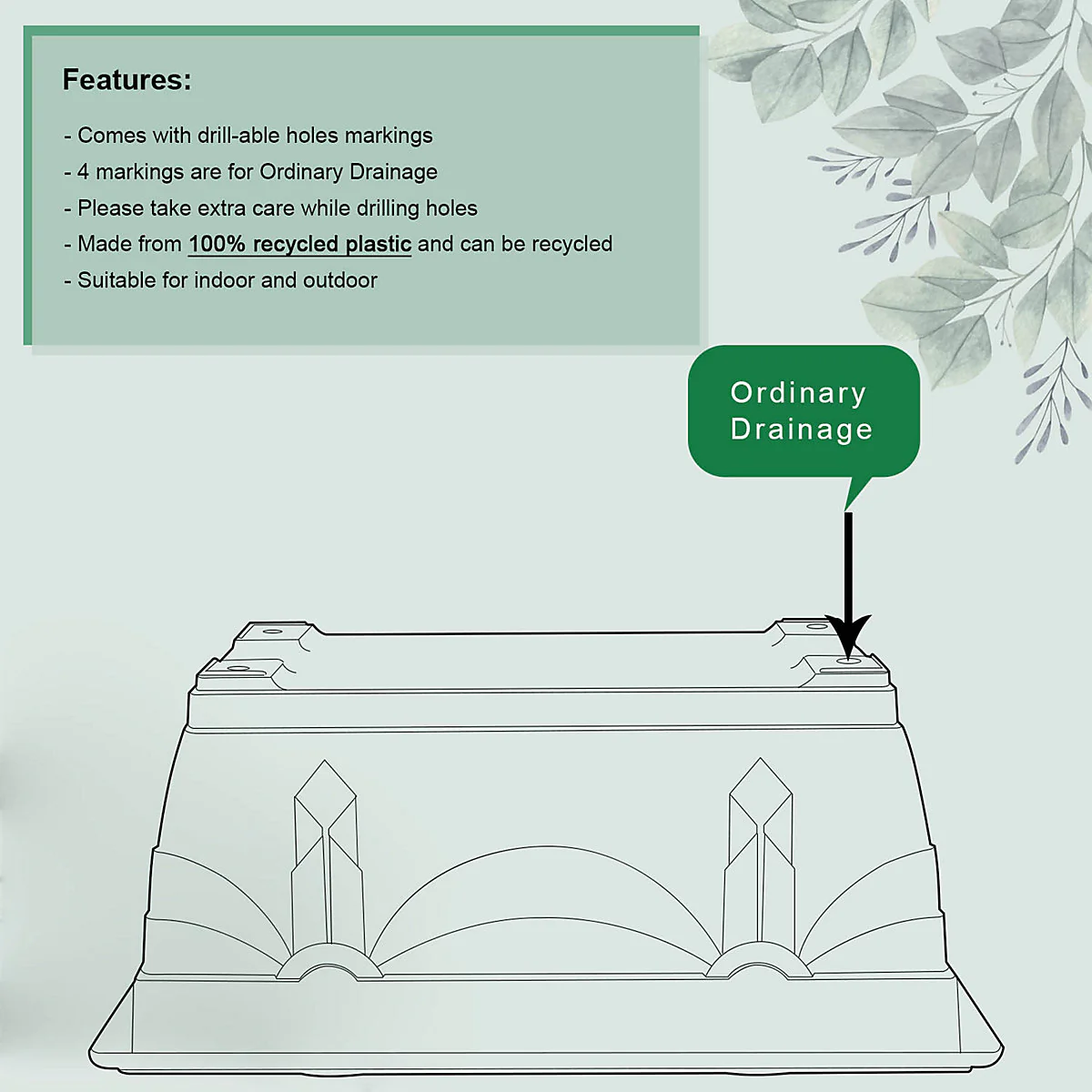 40cm Black Window Box Planter - Venetian Plastic Flower Plant Pot Garden Trough Indoor Outdoor - Image 4