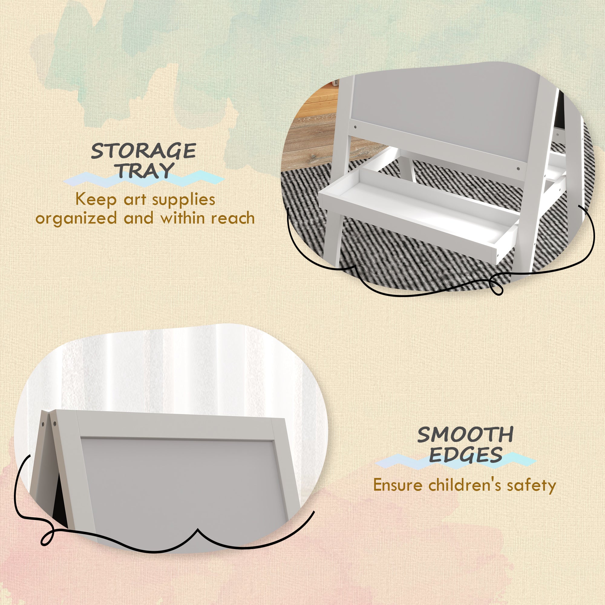 AIYAPLAY 2-in-1 Double-Sided Easel For Kids, With Storage Shelf- Blue - Image 4