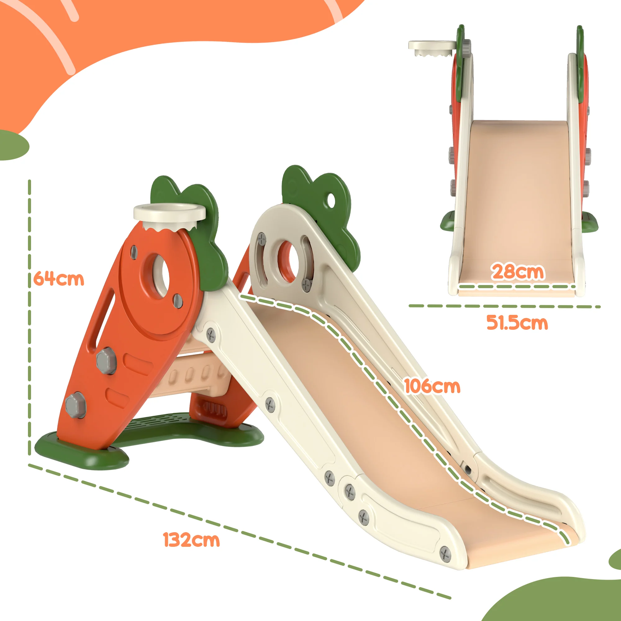 AIYAPLAY 3 In 1 Kids Slide, Carrot-themed Foldable Indoor Slide For 1-3 Years - Image 5