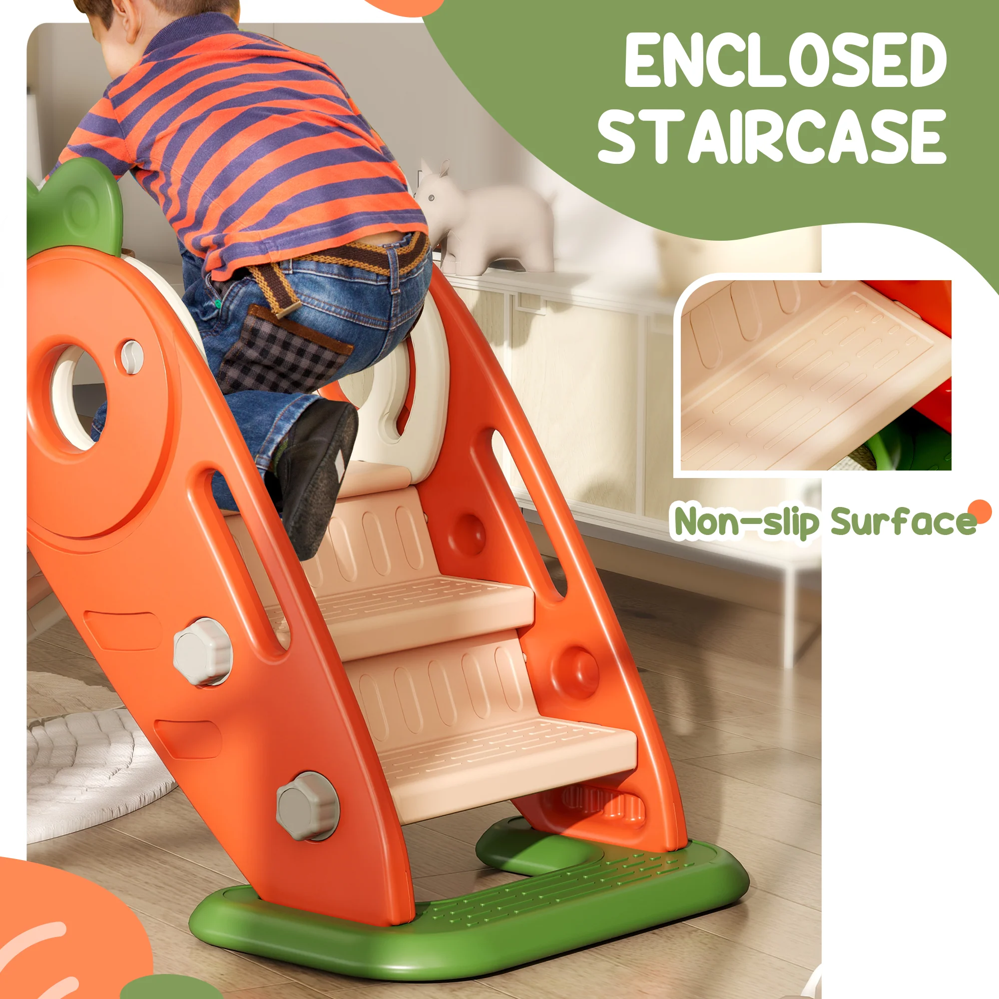AIYAPLAY 3 In 1 Kids Slide, Carrot-themed Foldable Indoor Slide For 1-3 Years - Image 7