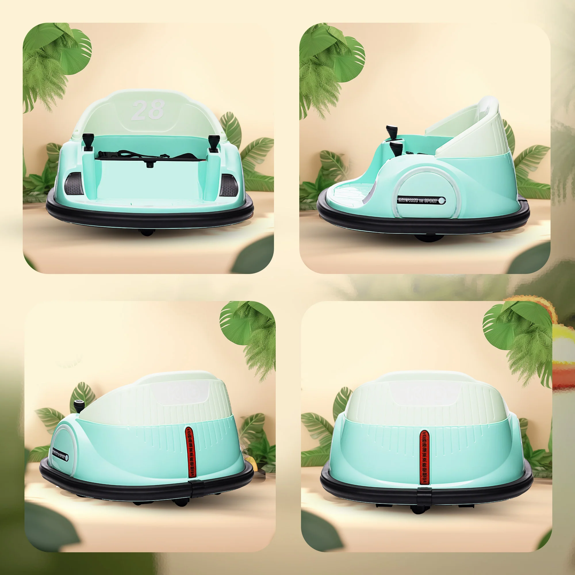 AIYAPLAY 360° Rotation 12V Pink Kids Bumper Car W/ Remote Control - Image 17