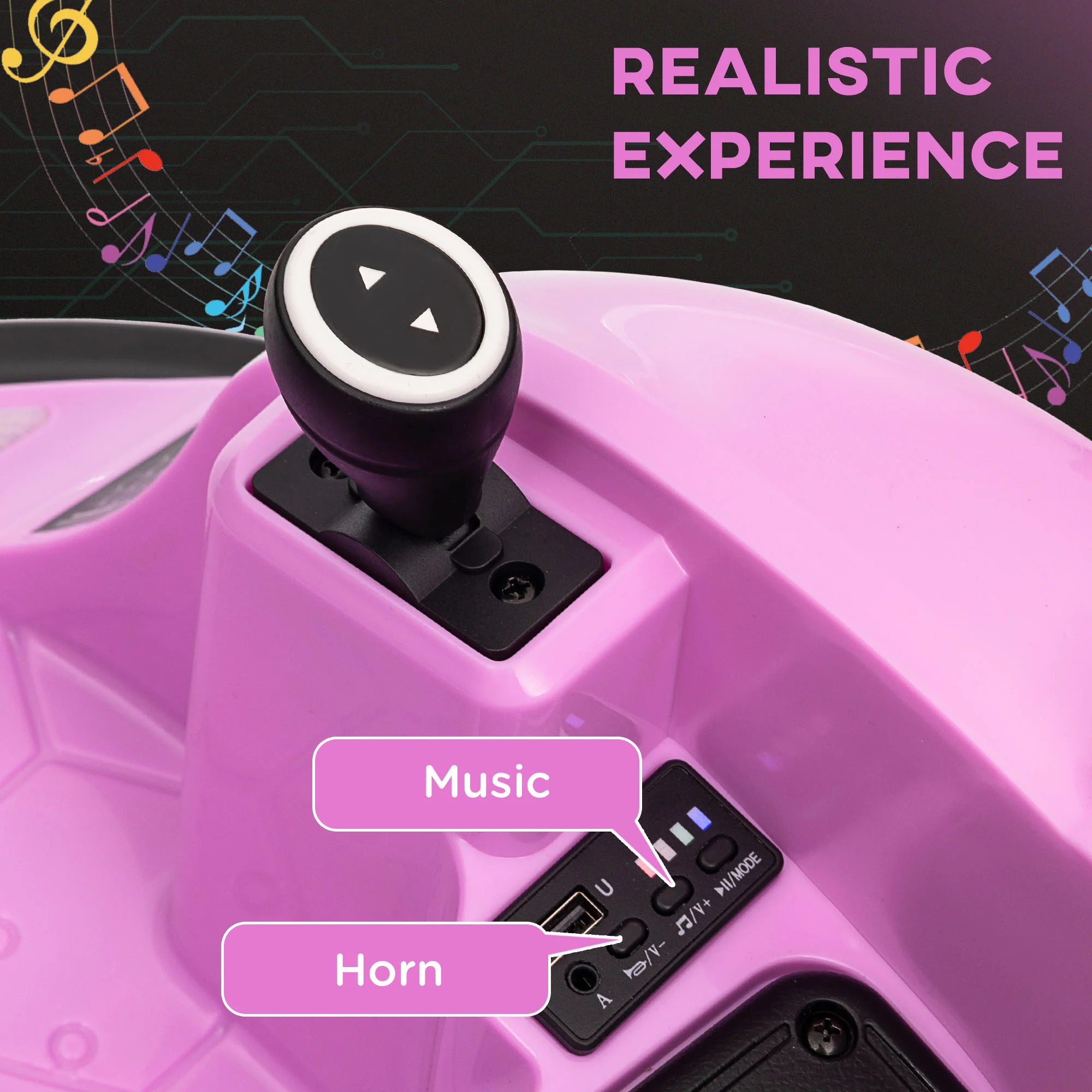 AIYAPLAY 360° Rotation 12V Pink Kids Bumper Car W/ Remote Control - Image 4