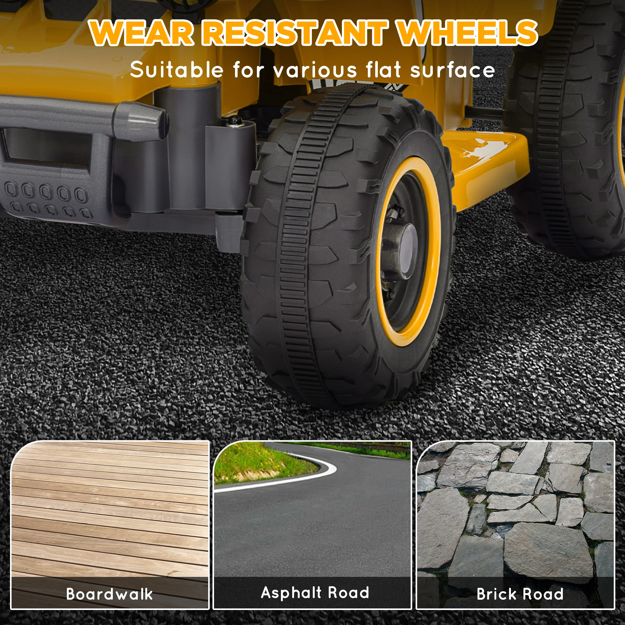 AIYAPLAY 6V Electric Quad Bike For Kids W/ Forward Backward - Yellow/Pink - Image 6