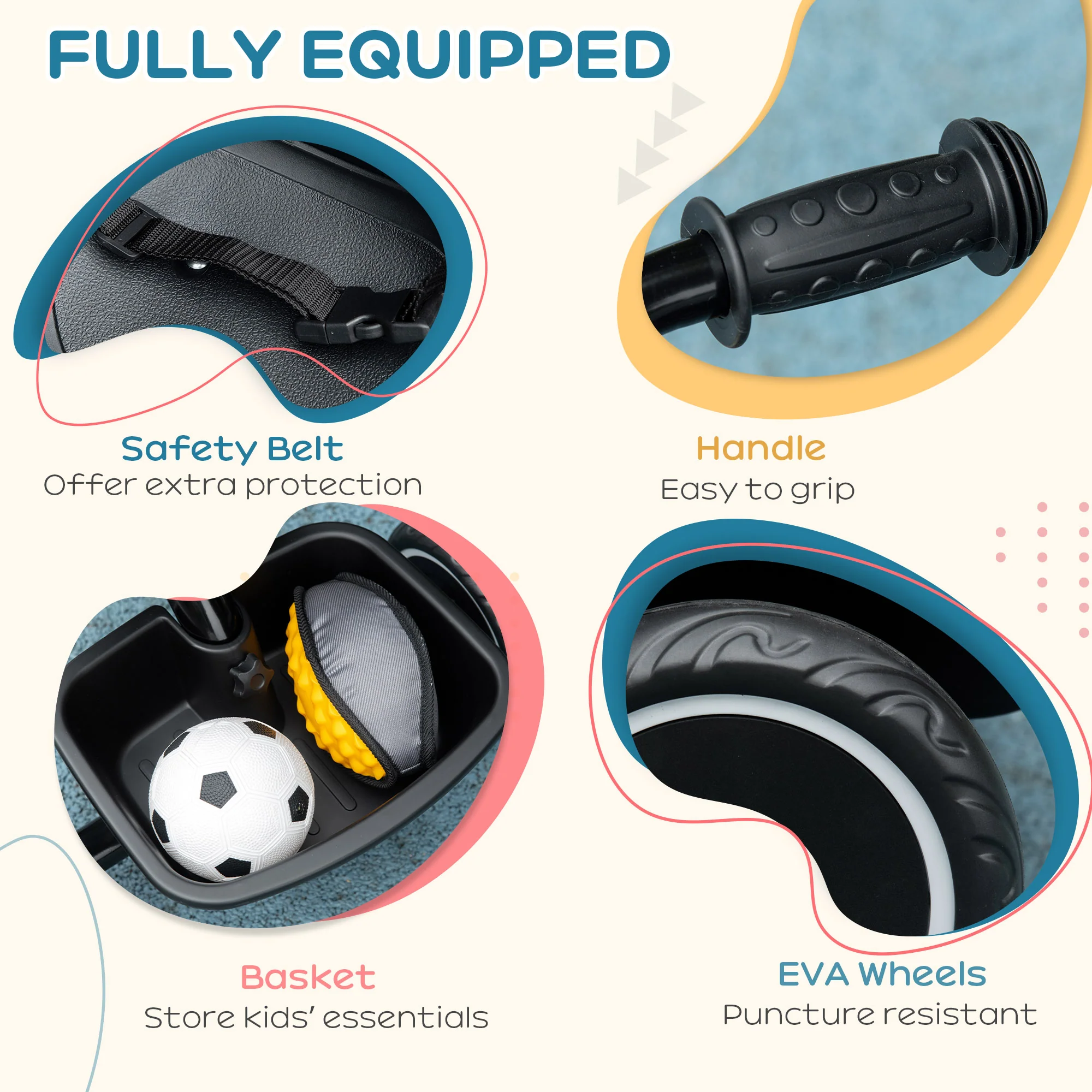 AIYAPLAY Kids Red Trike For 2 To 5 Years With Adjustable Seat, Baskets - Image 16