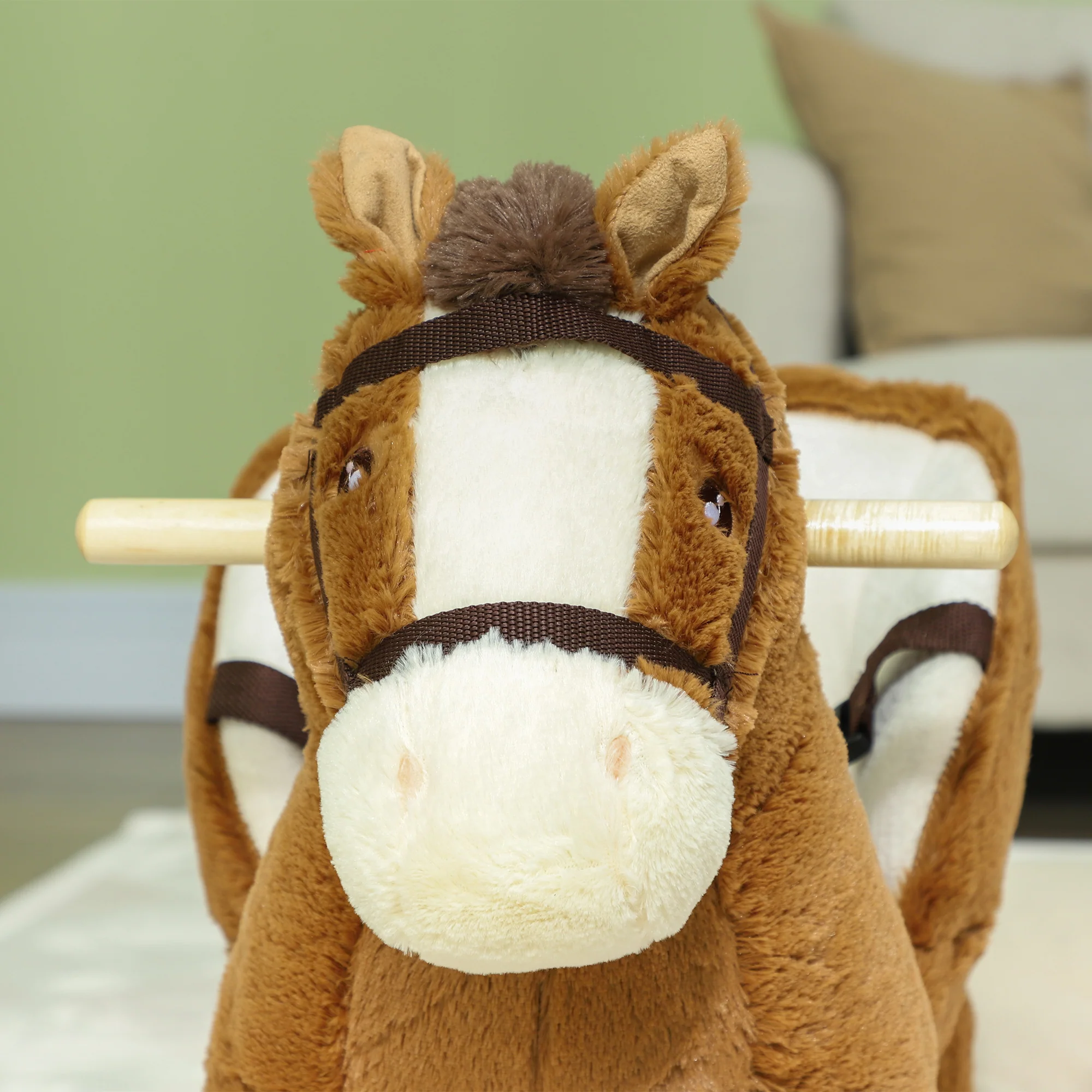 AIYAPLAY Kids Rocking Horse W/ Sound, Safety Belt - Brown - Image 10