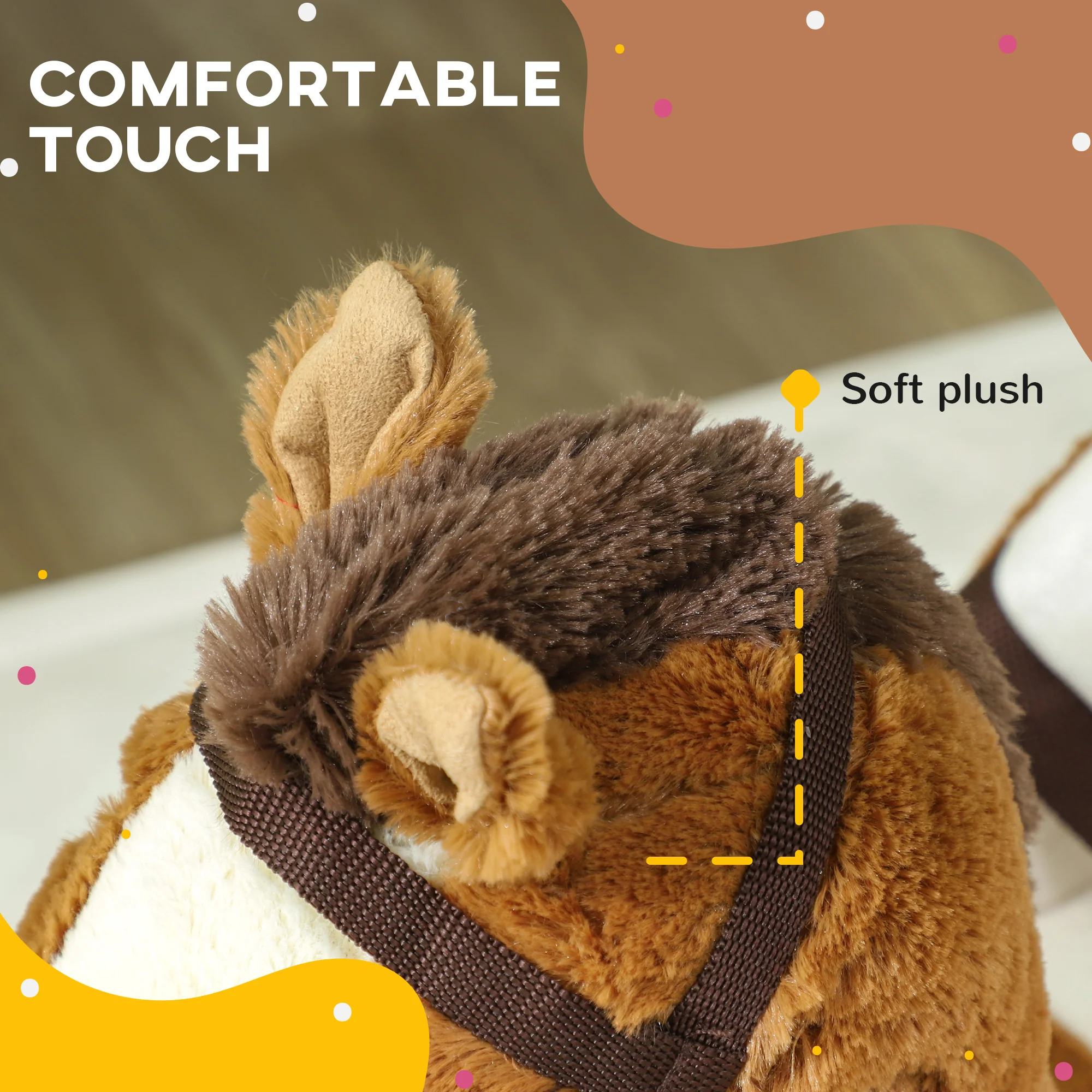 AIYAPLAY Kids Rocking Horse W/ Sound, Safety Belt - Brown - Image 5