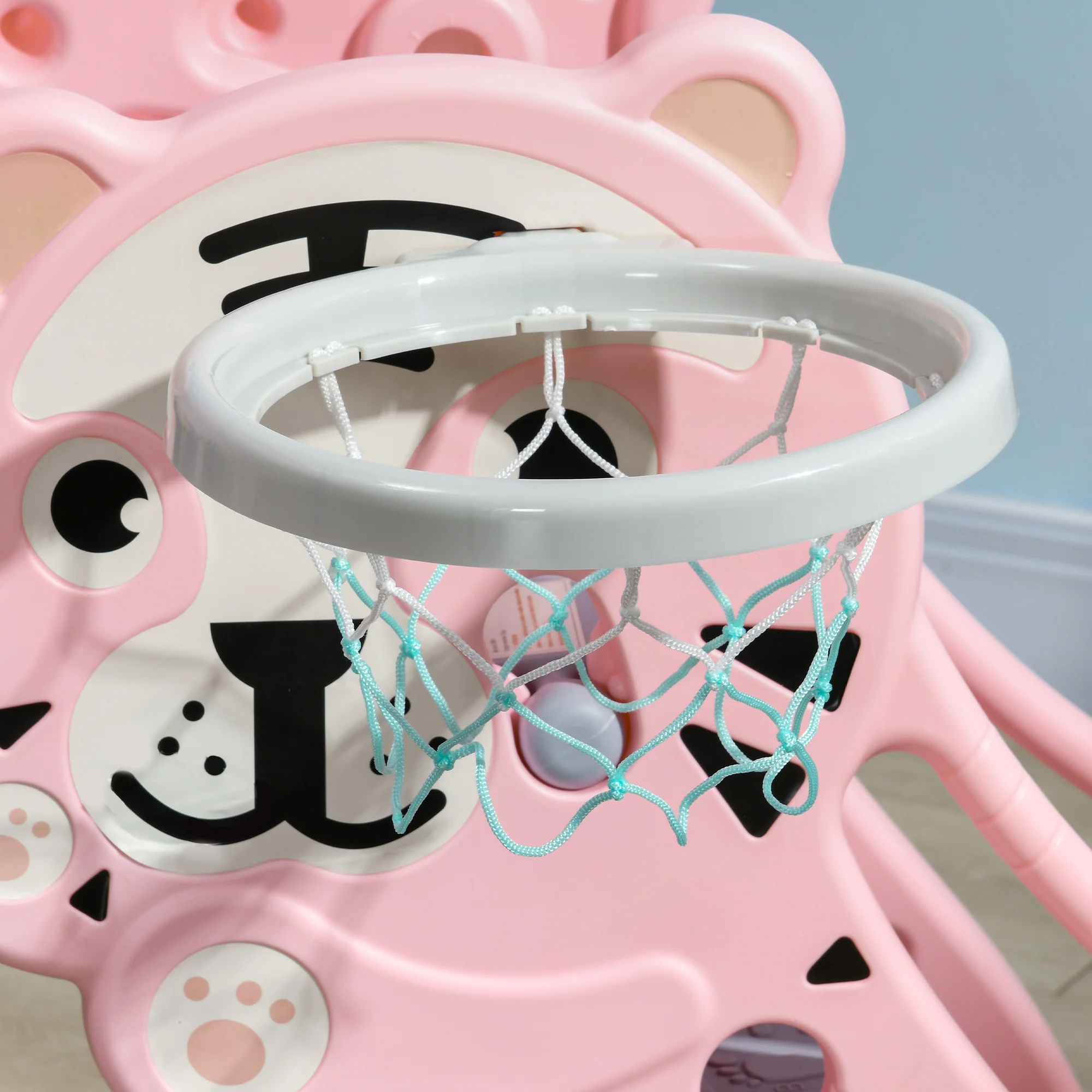 AIYAPLAY Kids Slide With Basketball Hoop, Basketball, For 18-36 Months, Pink - Image 9