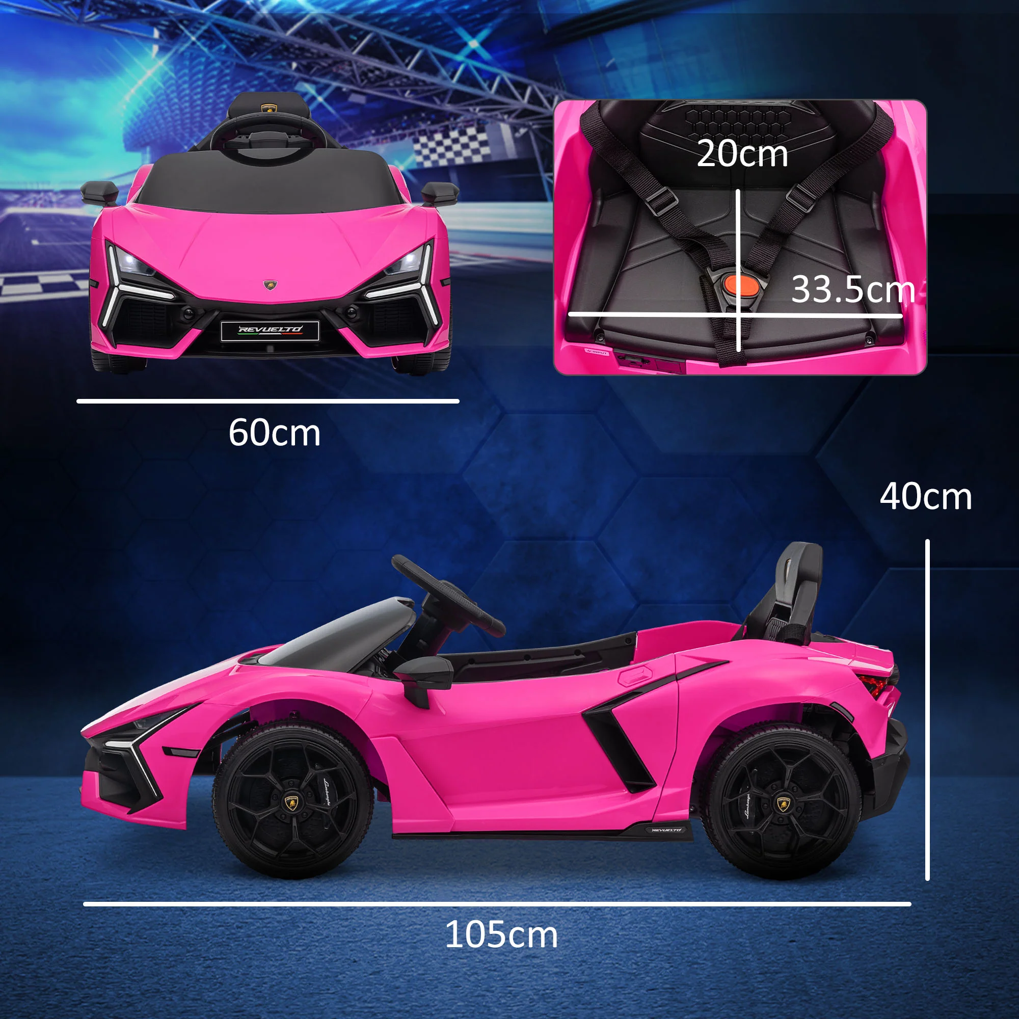 AIYAPLAY Lamborghini Revuelto Licensed Ride On Car, with Suspension, Pink - Image 5