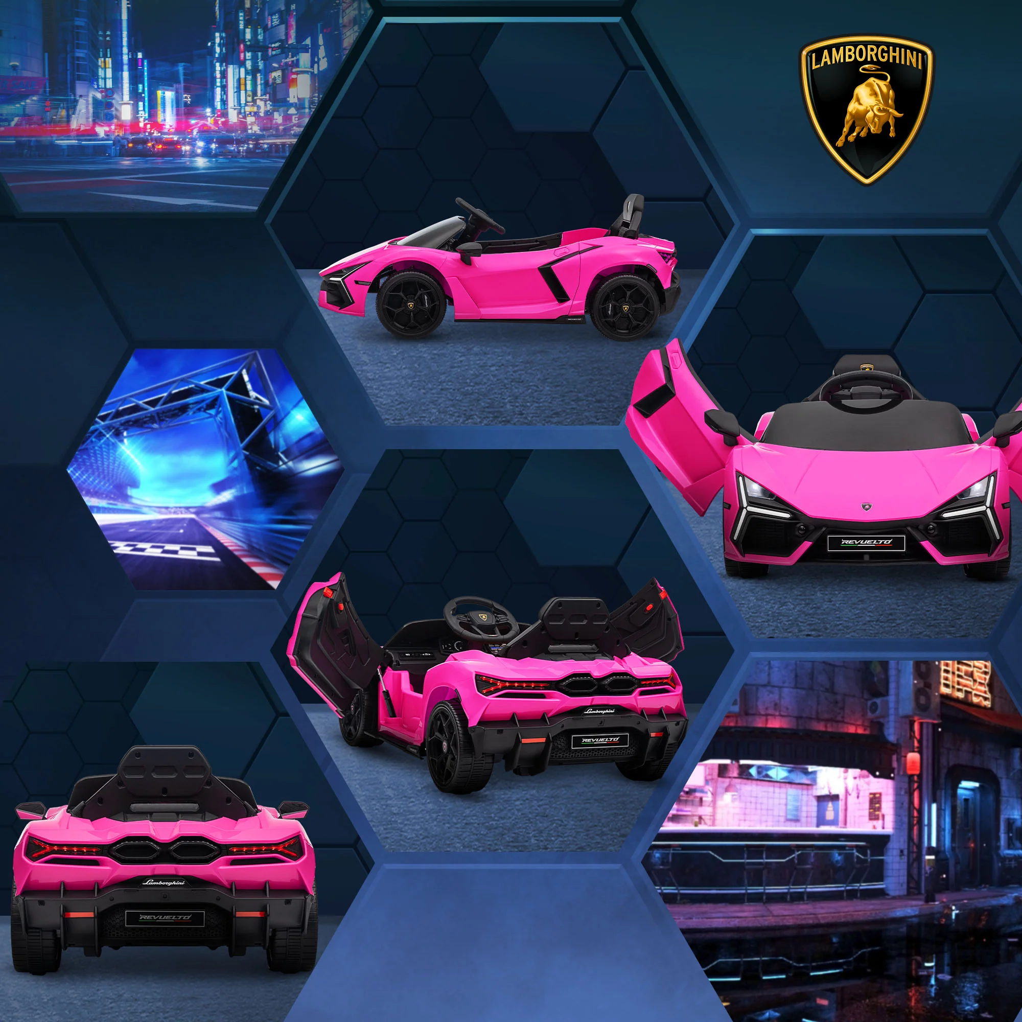 AIYAPLAY Lamborghini Revuelto Licensed Ride On Car, with Suspension, Pink - Image 9
