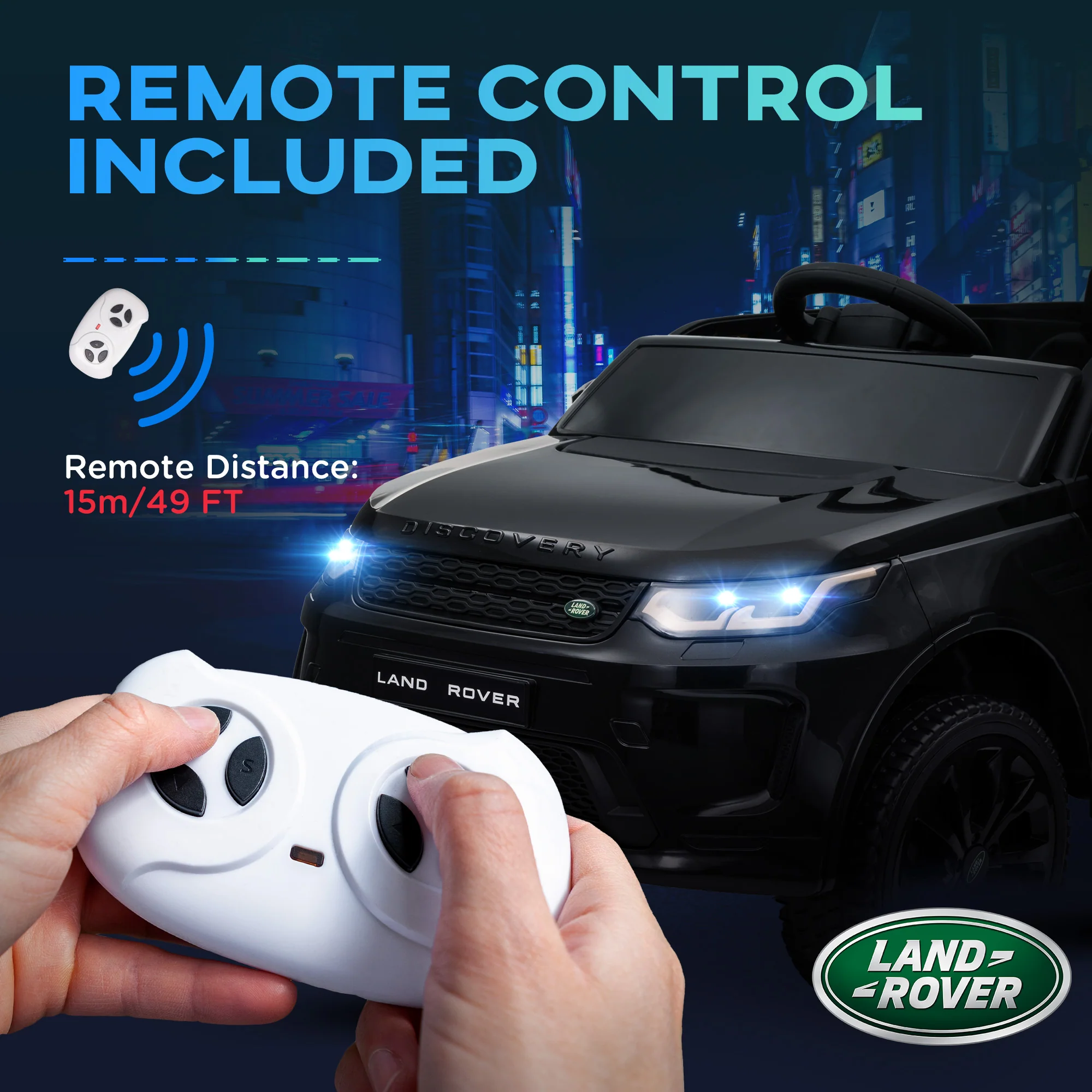 AIYAPLAY Land Rover Licensed Kids Electric Car W/ Remote Music - White/Black - Image 16