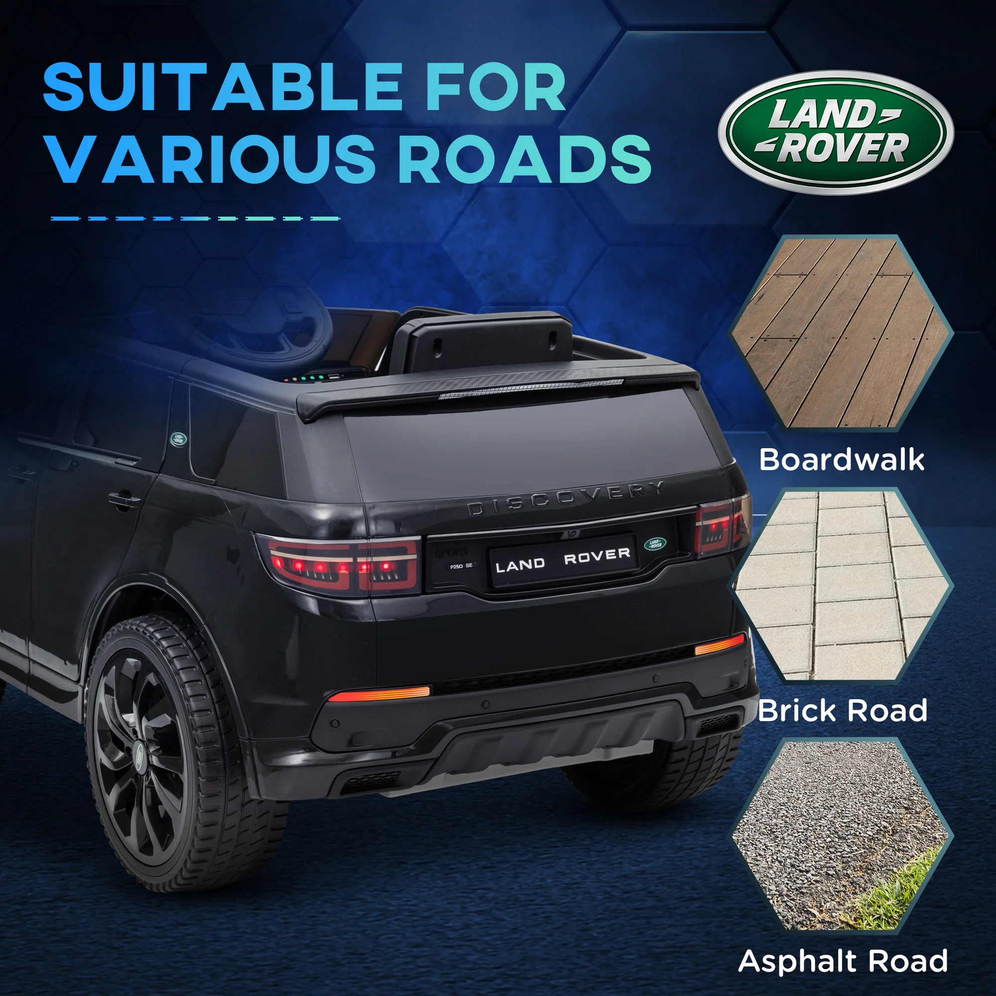 AIYAPLAY Land Rover Licensed Kids Electric Car W/ Remote Music - White/Black - Image 17