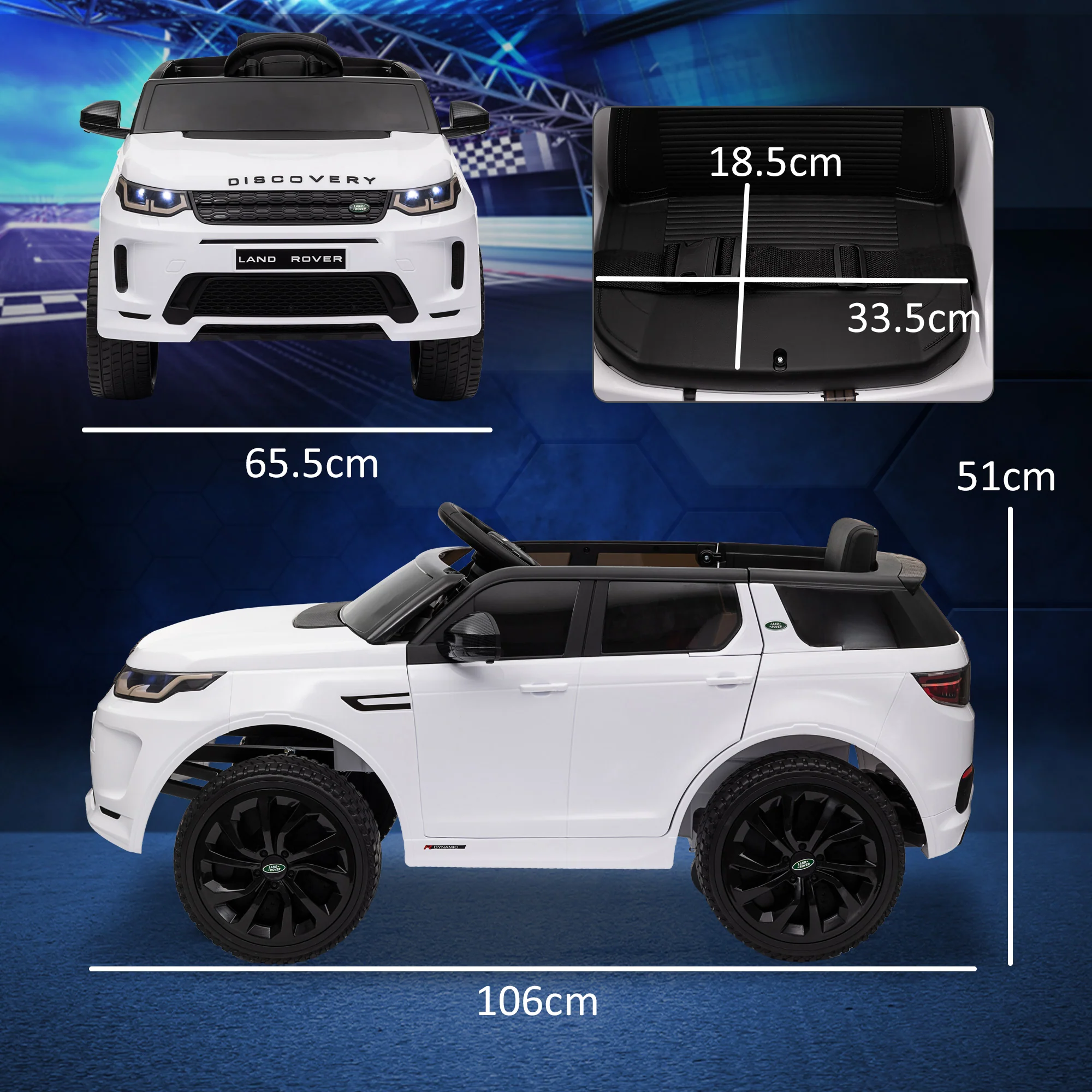 AIYAPLAY Land Rover Licensed Kids Electric Car W/ Remote Music - White/Black - Image 5