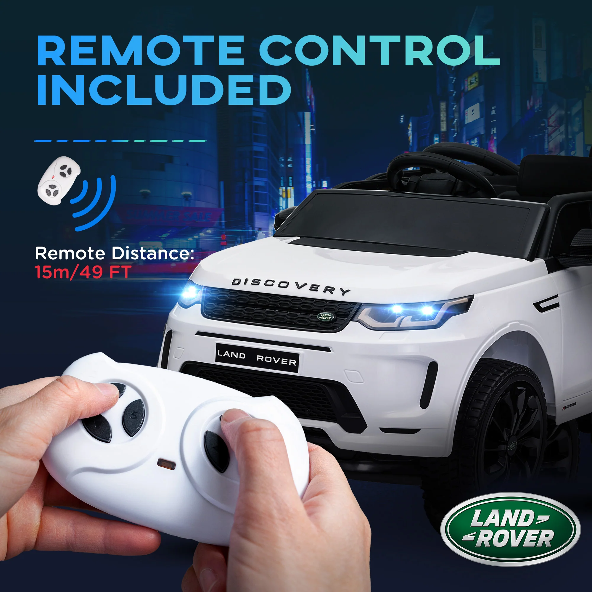 AIYAPLAY Land Rover Licensed Kids Electric Car W/ Remote Music - White/Black - Image 7
