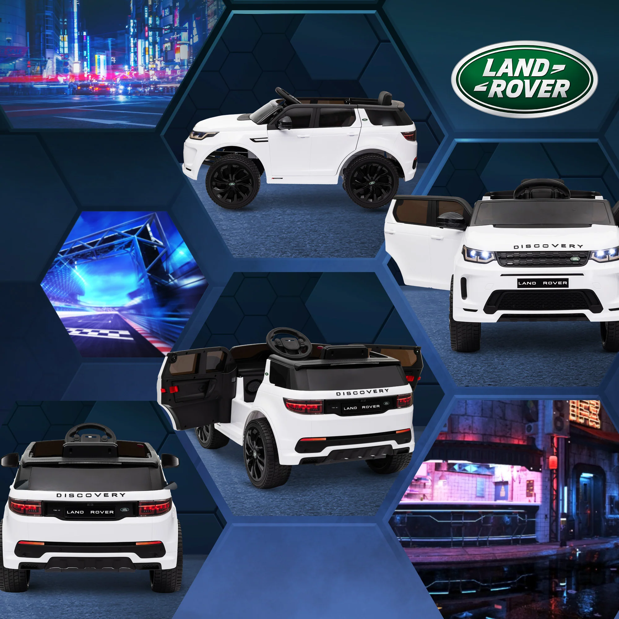 AIYAPLAY Land Rover Licensed Kids Electric Car W/ Remote Music - White/Black - Image 9