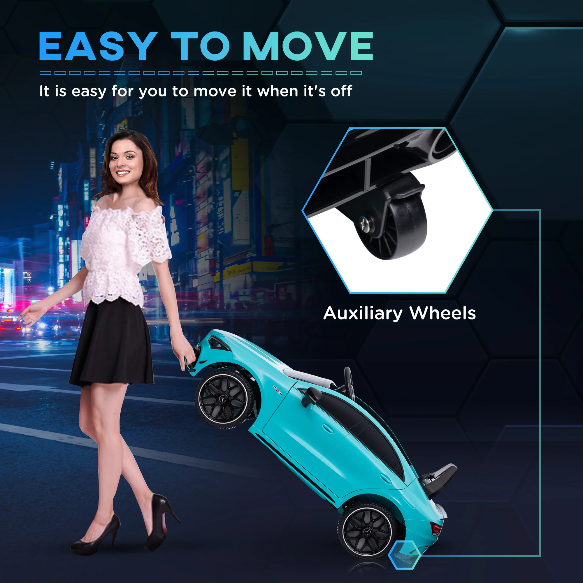 AIYAPLAY Mercedes-AMG CLA 45 Licensed 12V Ride On Car W/ Music - Black/Blue/White/Yellow - Image 21