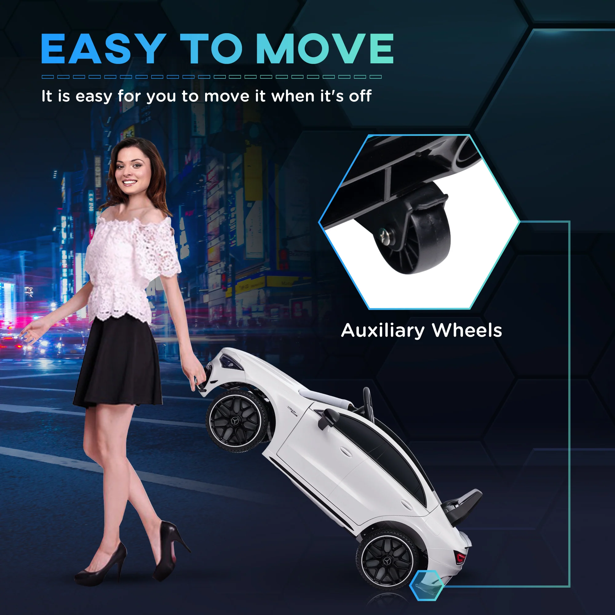 AIYAPLAY Mercedes-AMG CLA 45 Licensed 12V Ride On Car W/ Music - Black/Blue/White/Yellow - Image 29