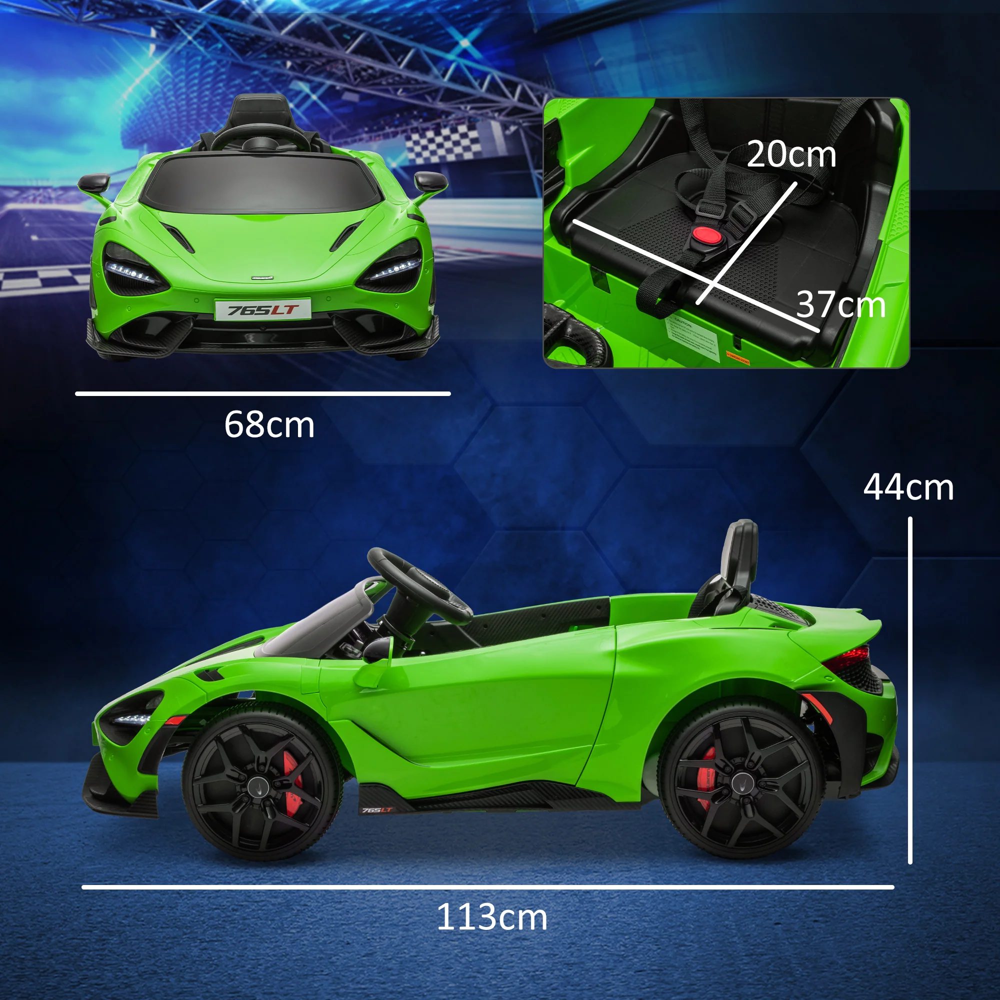 AIYAPLAY Orange McLaren 765LT Licensed 12V Kids Ride On Car W/ MP3 Music - Image 14