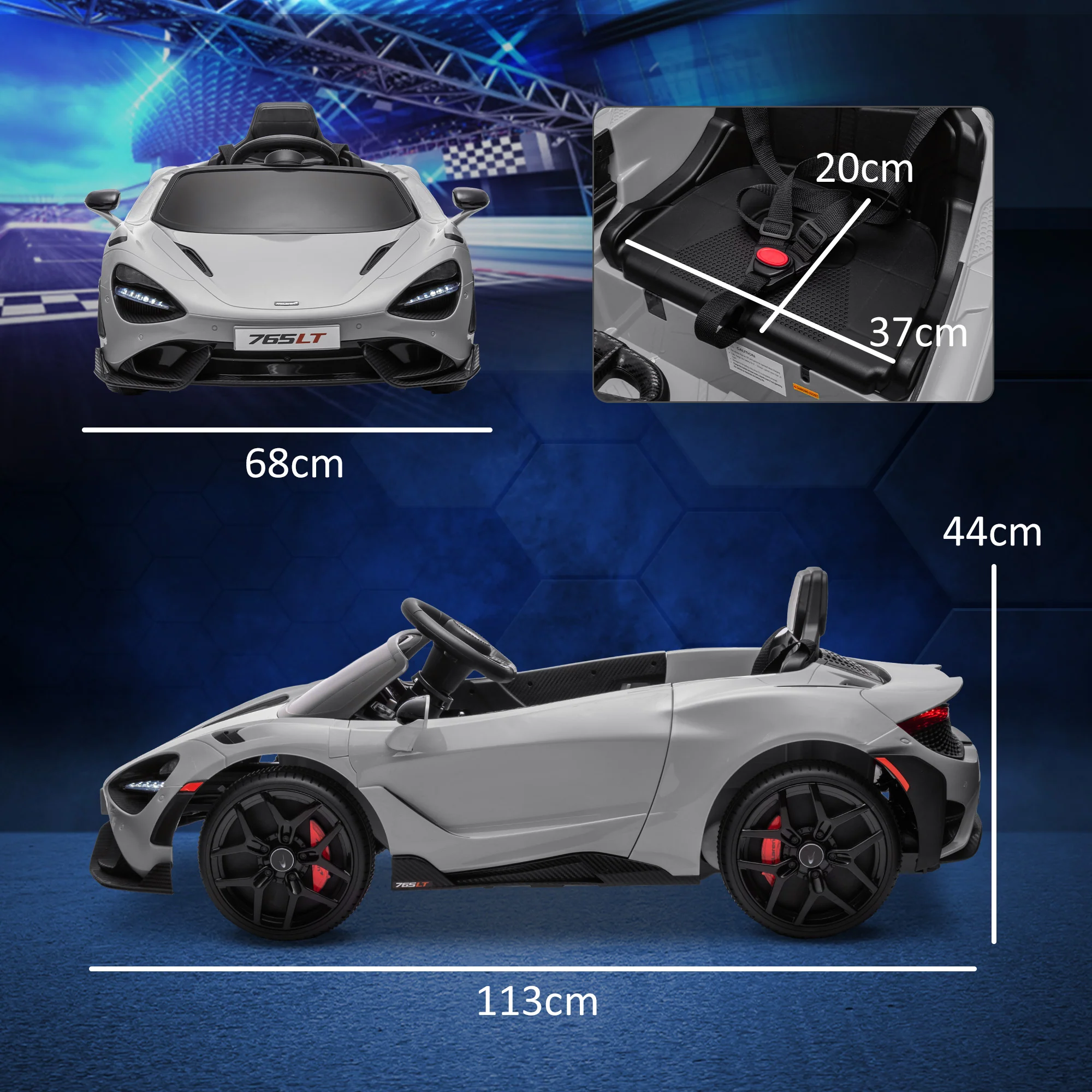 AIYAPLAY Orange McLaren 765LT Licensed 12V Kids Ride On Car W/ MP3 Music - Image 23