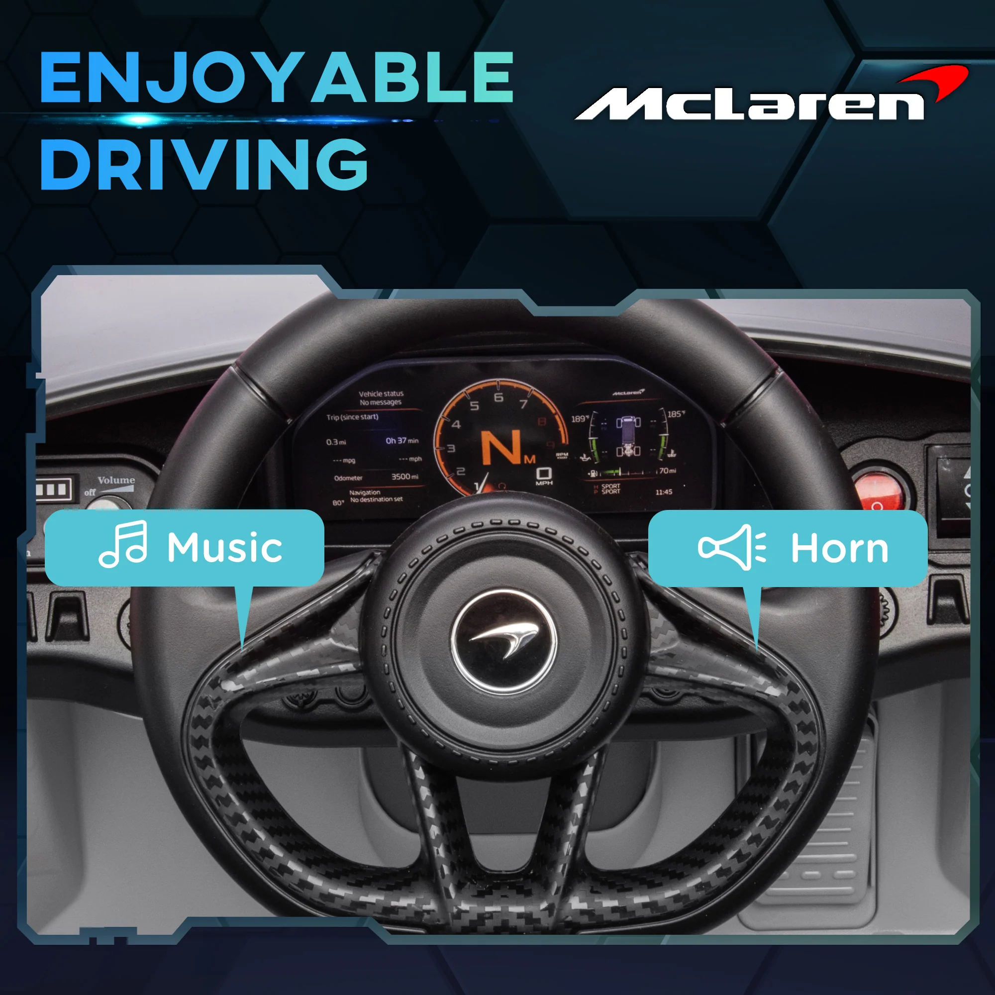 AIYAPLAY Orange McLaren 765LT Licensed 12V Kids Ride On Car W/ MP3 Music - Image 24