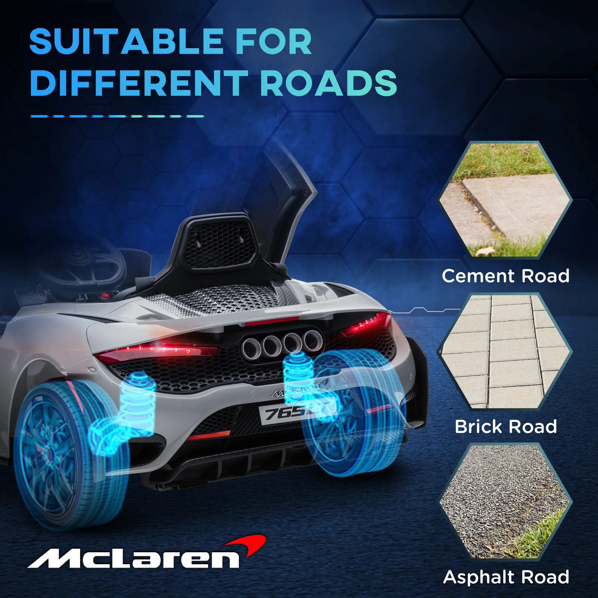 AIYAPLAY Orange McLaren 765LT Licensed 12V Kids Ride On Car W/ MP3 Music - Image 25