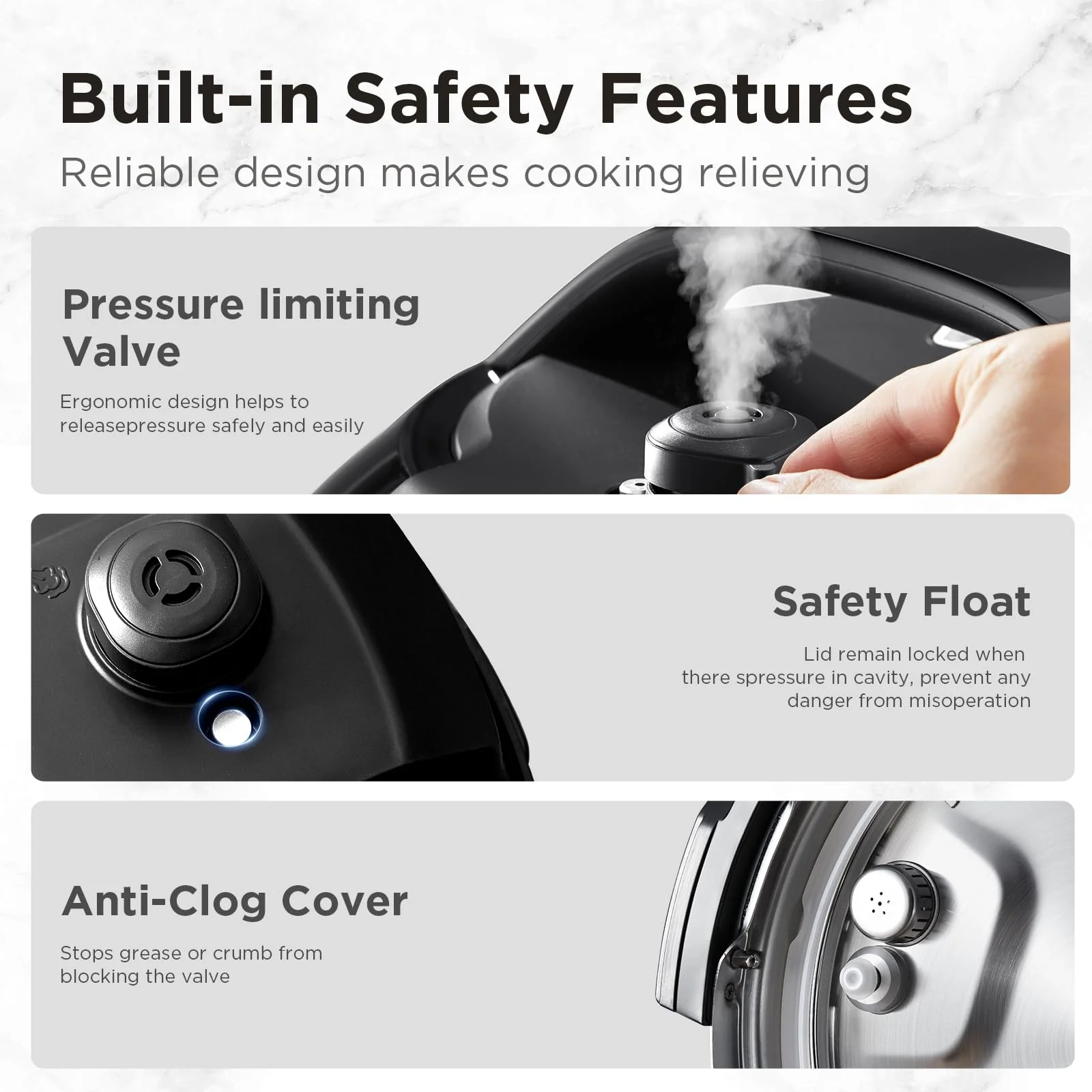 Comfee 1200W Multifunctional Household Pressure Cooker 7.6L Stainless Steel Inner Pot - Image 3