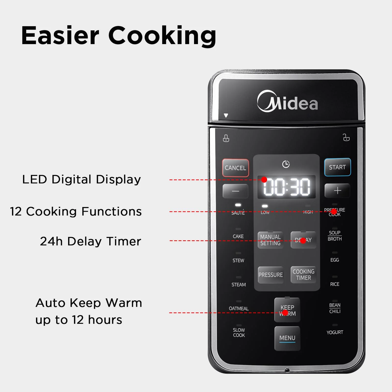 Comfee 1200W Multifunctional Household Pressure Cooker 7.6L Stainless Steel Inner Pot - Image 4