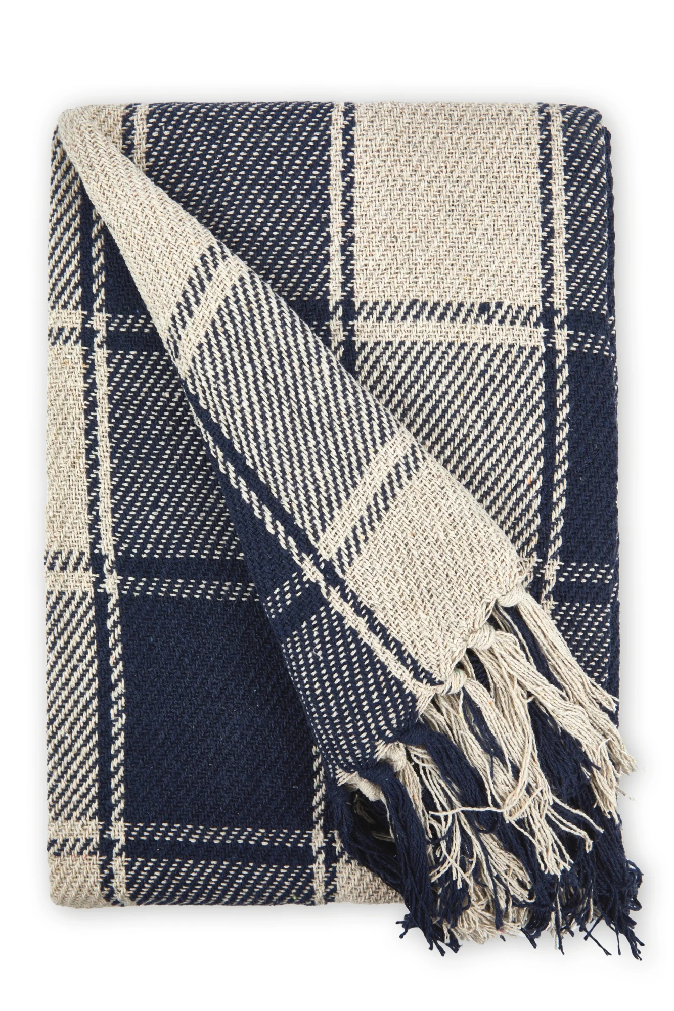 Frisco - Recycled Cotton Throw in Navy Blue (70" x 100") - Image 5