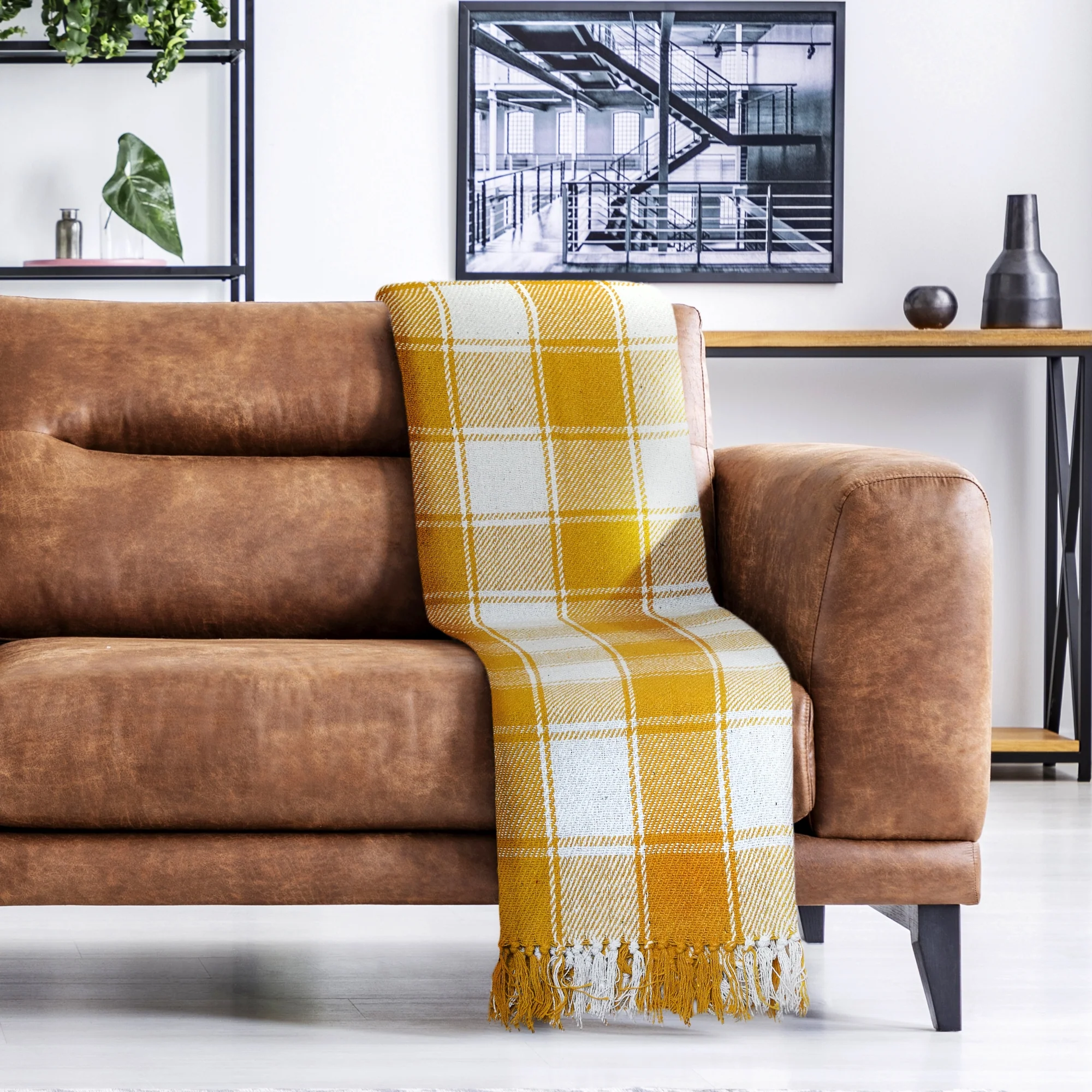 Frisco - Recycled Cotton Throw In Ochre (50 Inch X 60 Inch) - Image 4