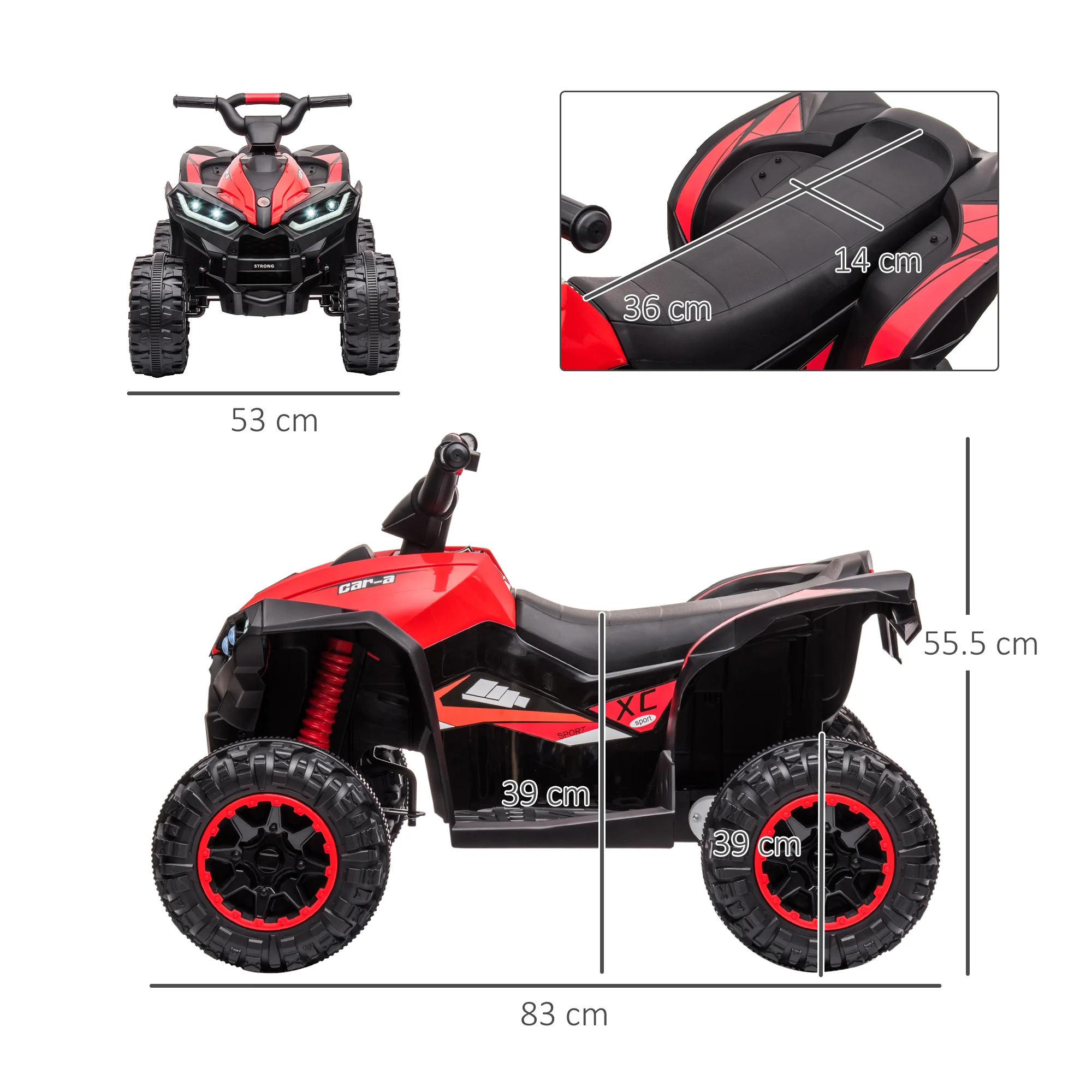 HOMCOM 12V Electric Quad Bikes For Kids Ride On Car ATV Toy For 3-5 Years Red - Image 5