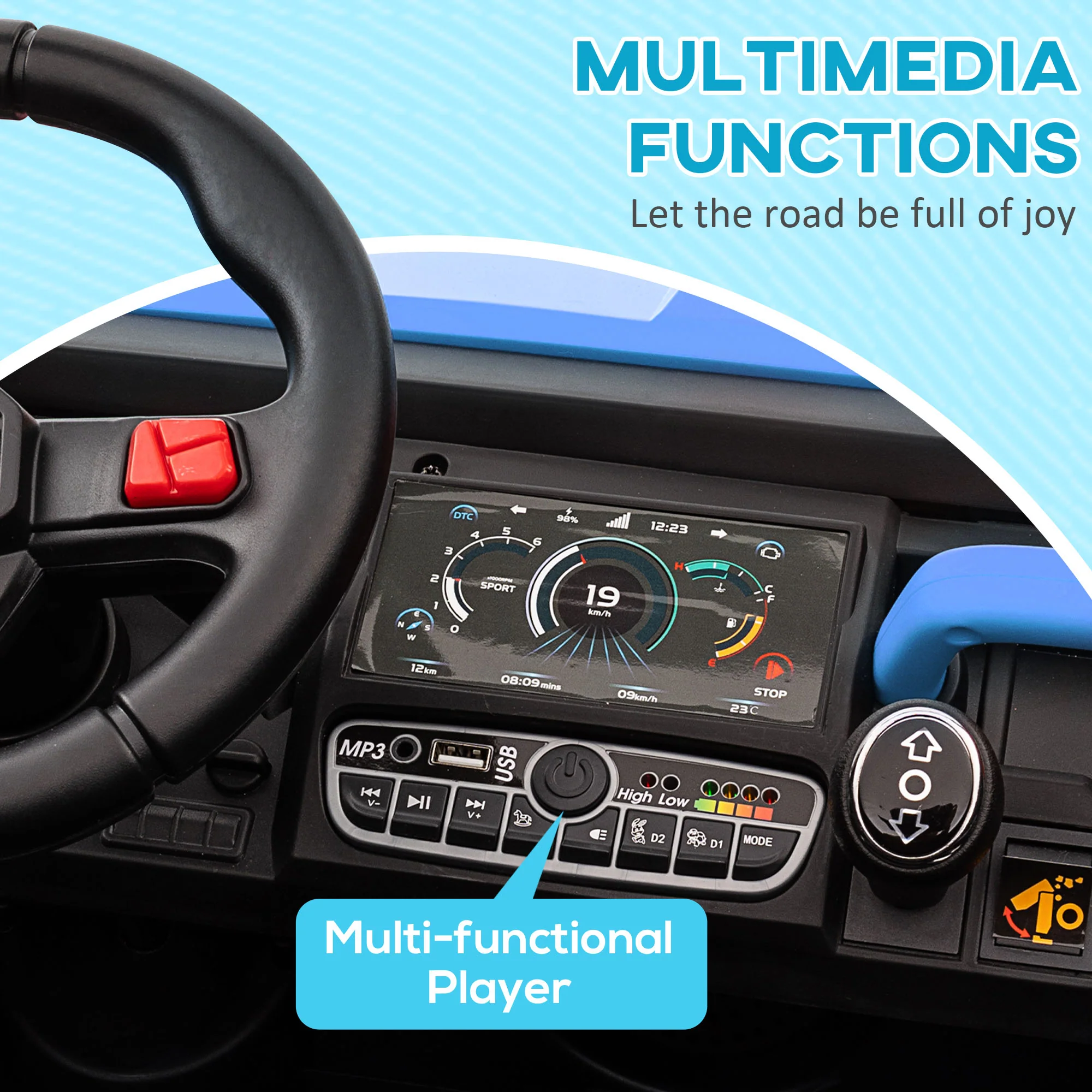 HOMCOM 12V Two-Seater Kids Electric Ride-On Car W/ Electric Bucket - Green - Image 13