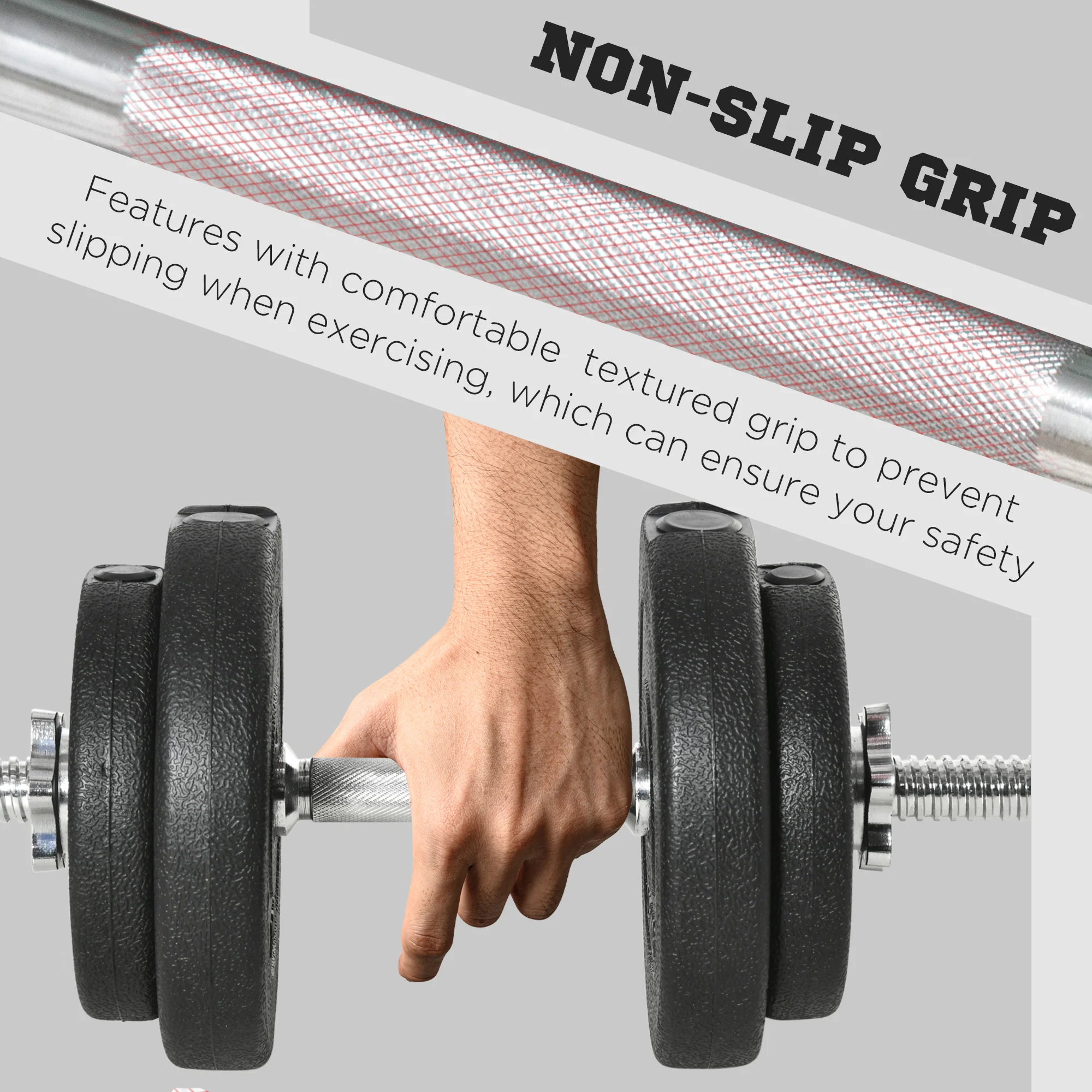 HOMCOM 20KG Adjustable Dumbbells Weight Set Hand Weight For Body Fitness - Image 4