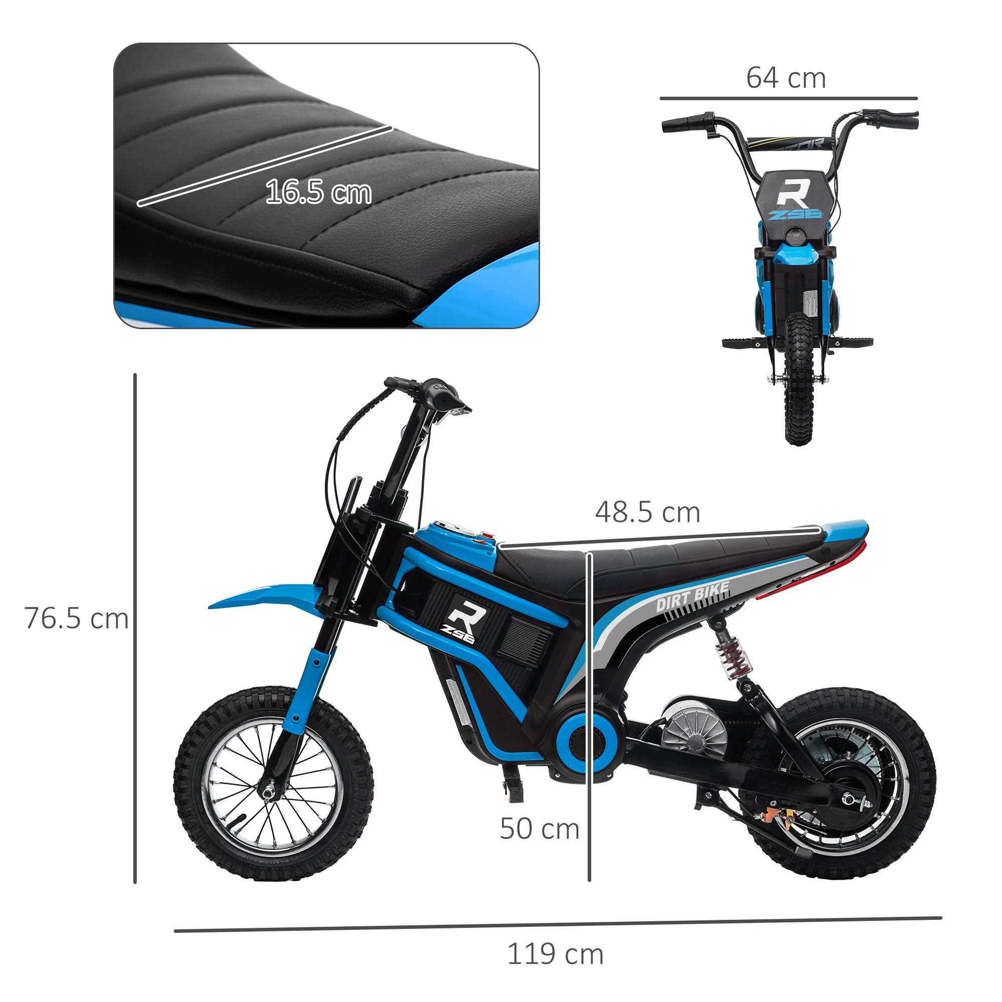 HOMCOM 24V Kids Electric Motorbike With Twist Grip Throttle, Music, Horn - Blue - Image 5
