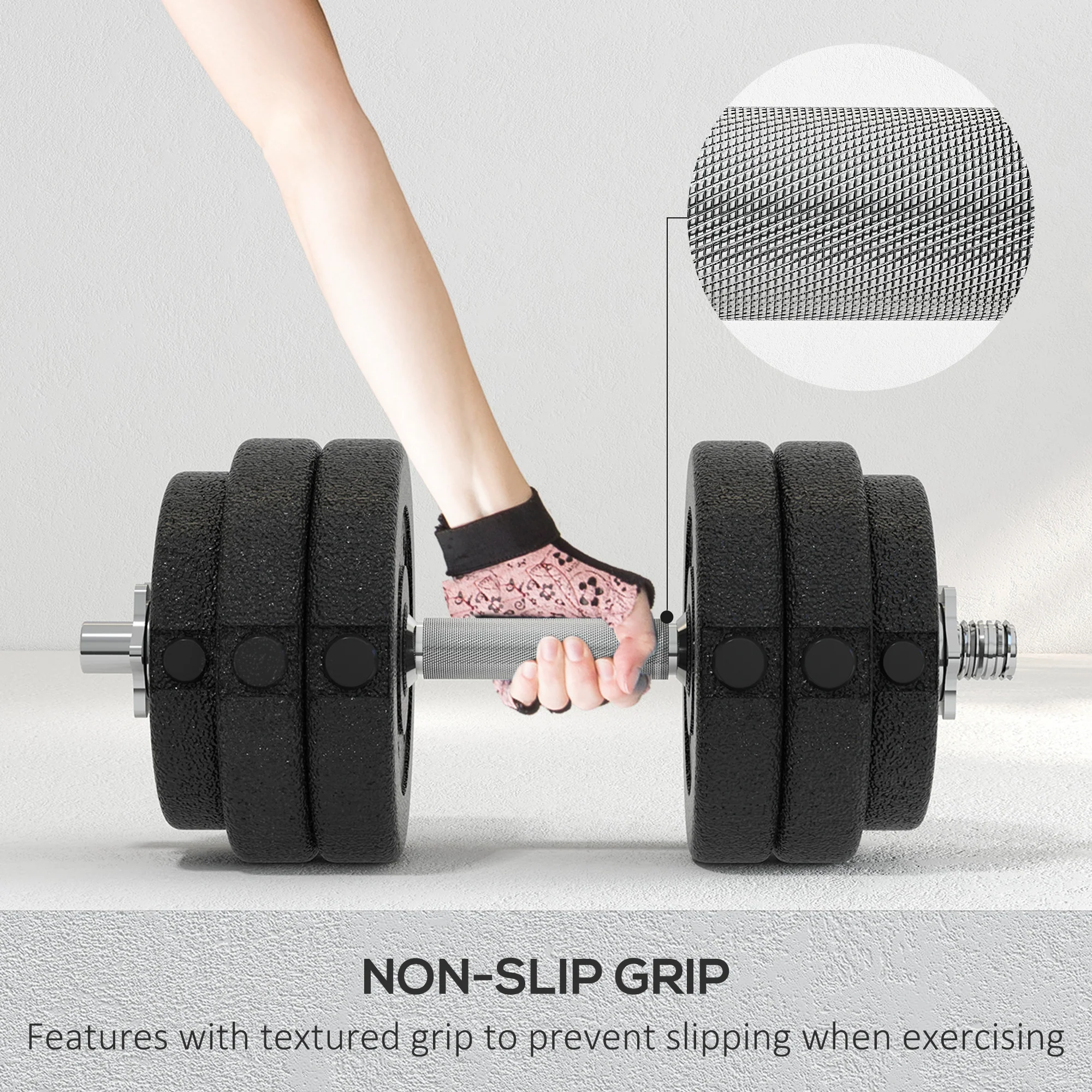 HOMCOM 30KG Adjustable Dumbbells Weight Set Hand Weight For Body Fitness - Image 4