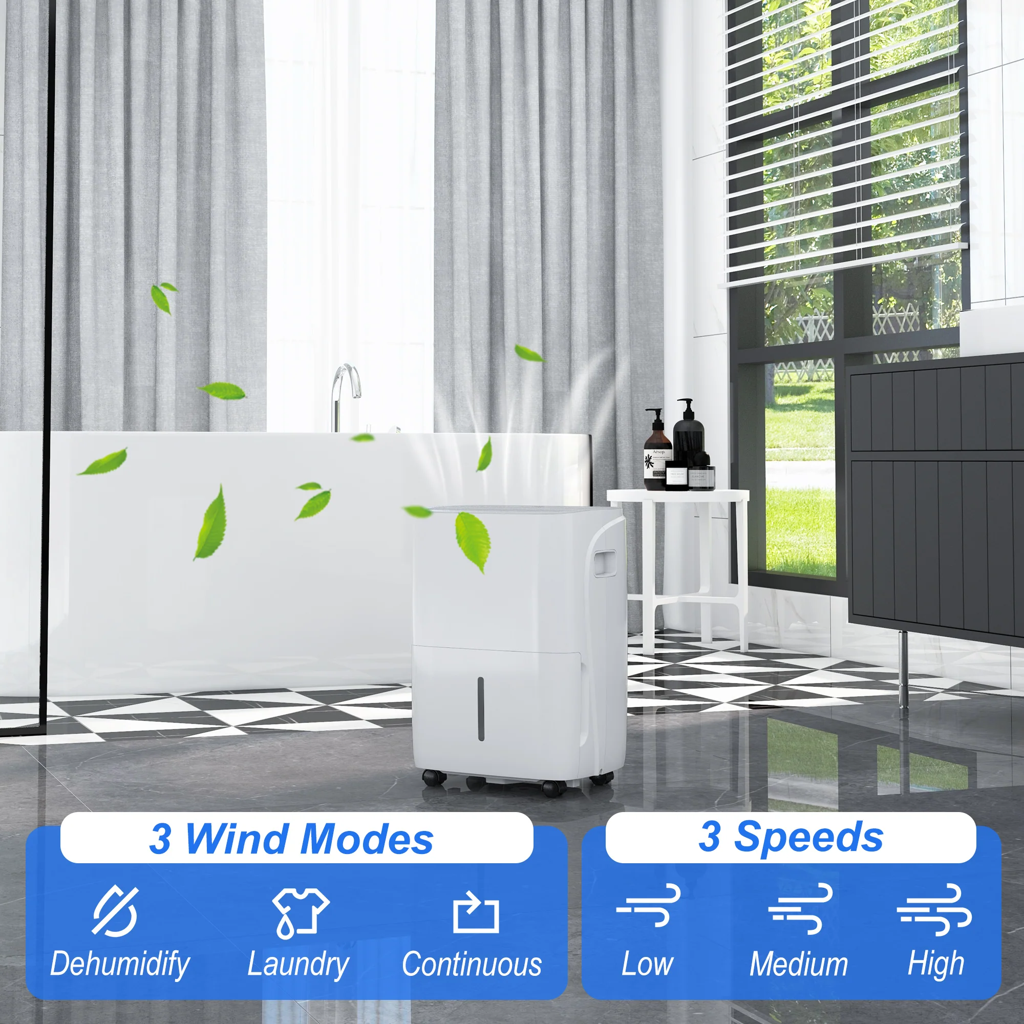 HOMCOM 30L/Day Dehumidifier For Home, With Auto-Clean Filter, 24H Timer - Image 4