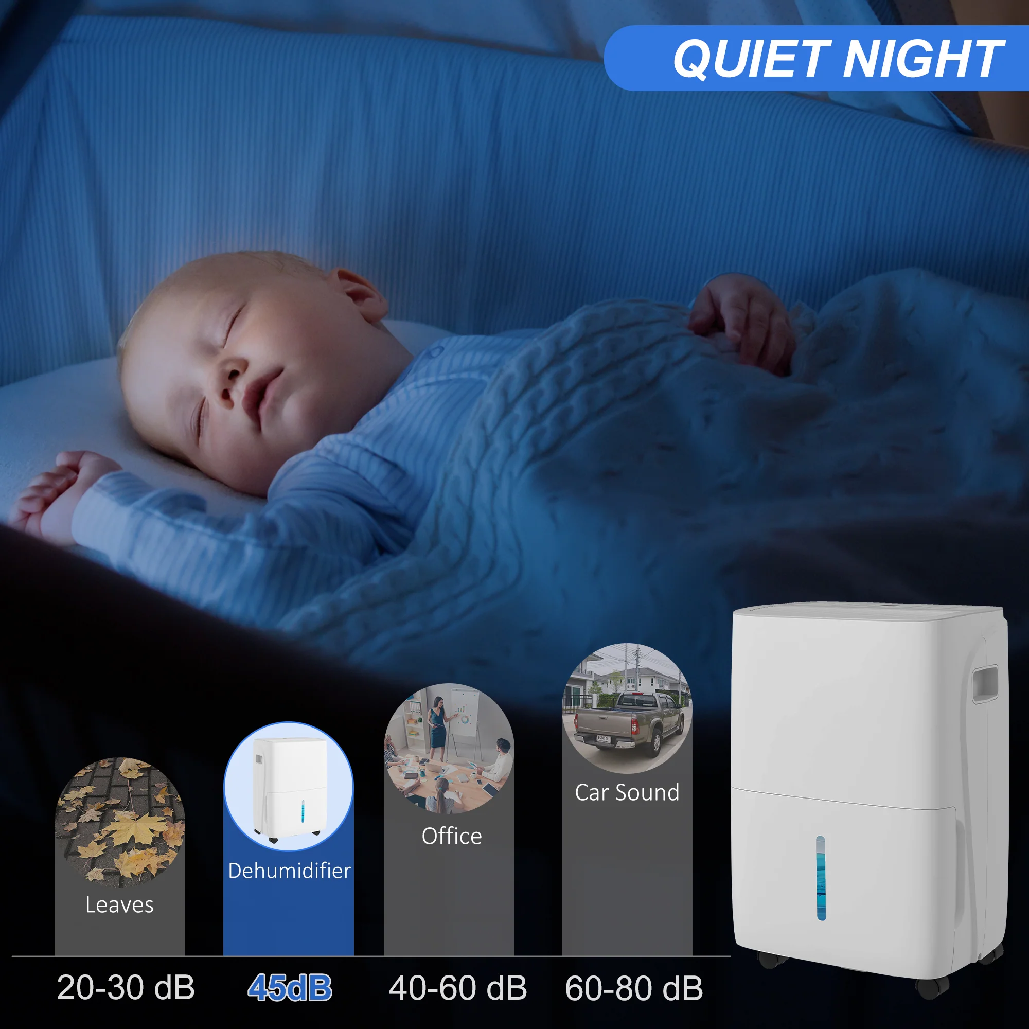 HOMCOM 30L/Day Dehumidifier For Home, With Auto-Clean Filter, 24H Timer - Image 6