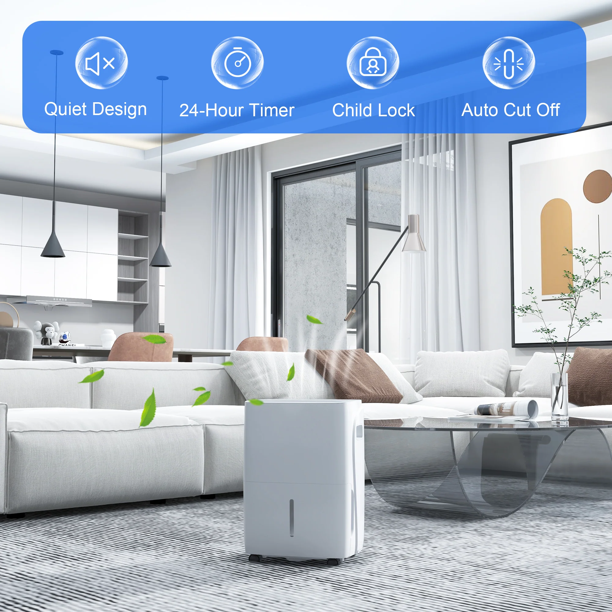 HOMCOM 30L/Day Dehumidifier For Home, With Auto-Clean Filter, 24H Timer - Image 7