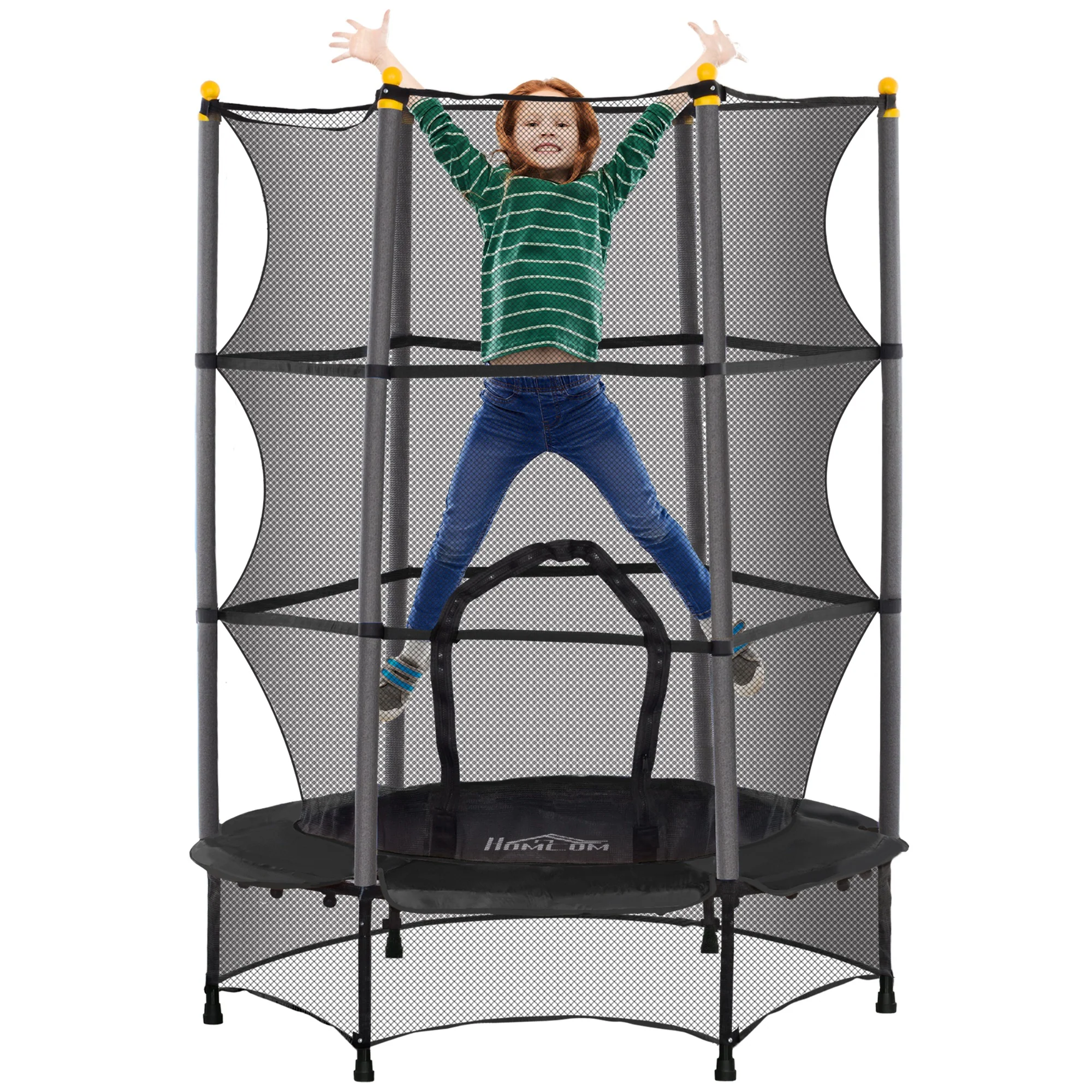 HOMCOM 4.6FT/75 Inch Kids Trampoline With Safety Enclosure, Indoor Outdoor - Image 10