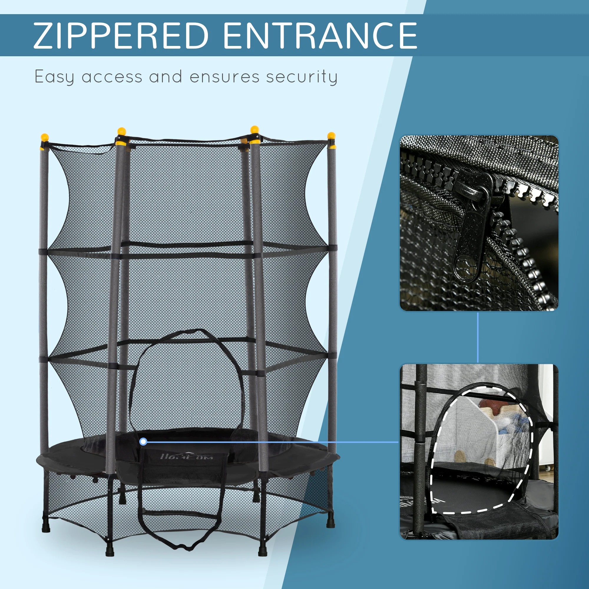 HOMCOM 4.6FT/75 Inch Kids Trampoline With Safety Enclosure, Indoor Outdoor - Image 12