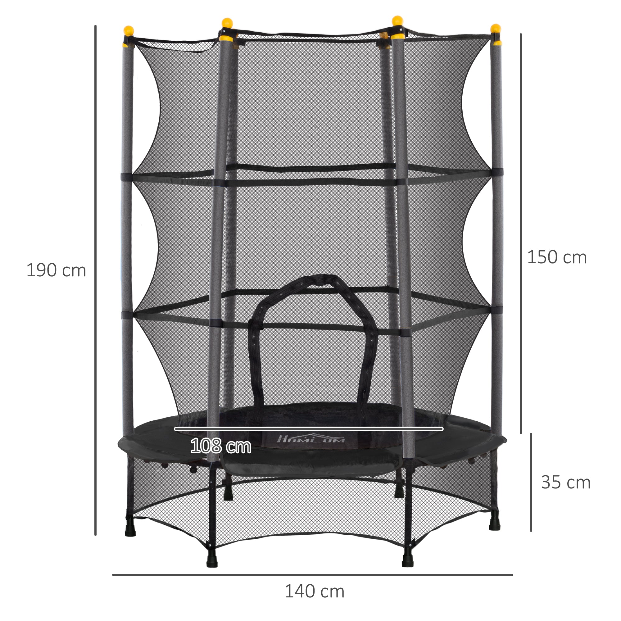 HOMCOM 4.6FT/75 Inch Kids Trampoline With Safety Enclosure, Indoor Outdoor - Image 13
