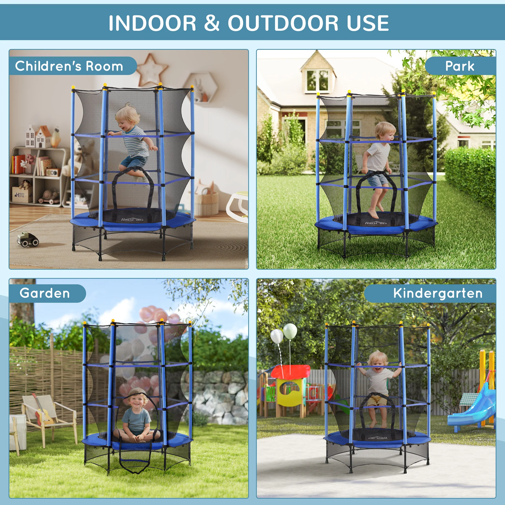 HOMCOM 4.6FT/75 Inch Kids Trampoline With Safety Enclosure, Indoor Outdoor - Image 20