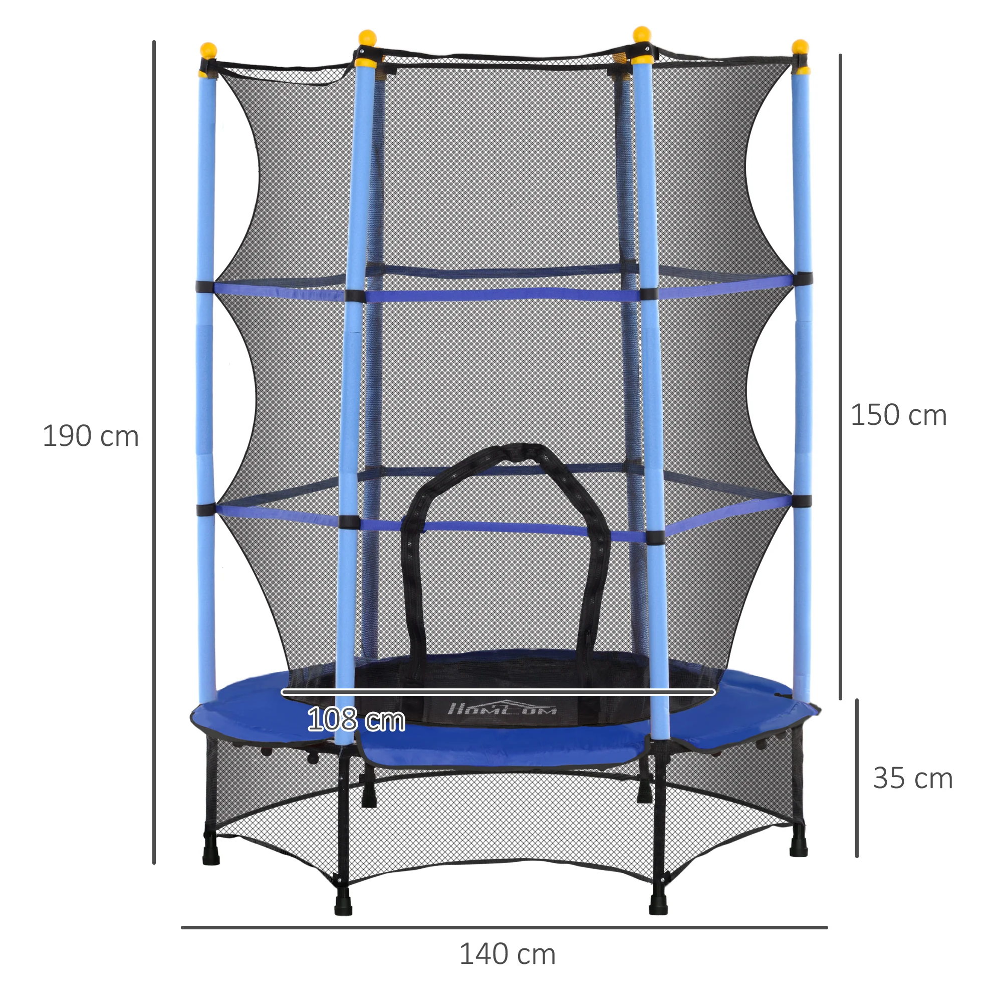 HOMCOM 4.6FT/75 Inch Kids Trampoline With Safety Enclosure, Indoor Outdoor - Image 21