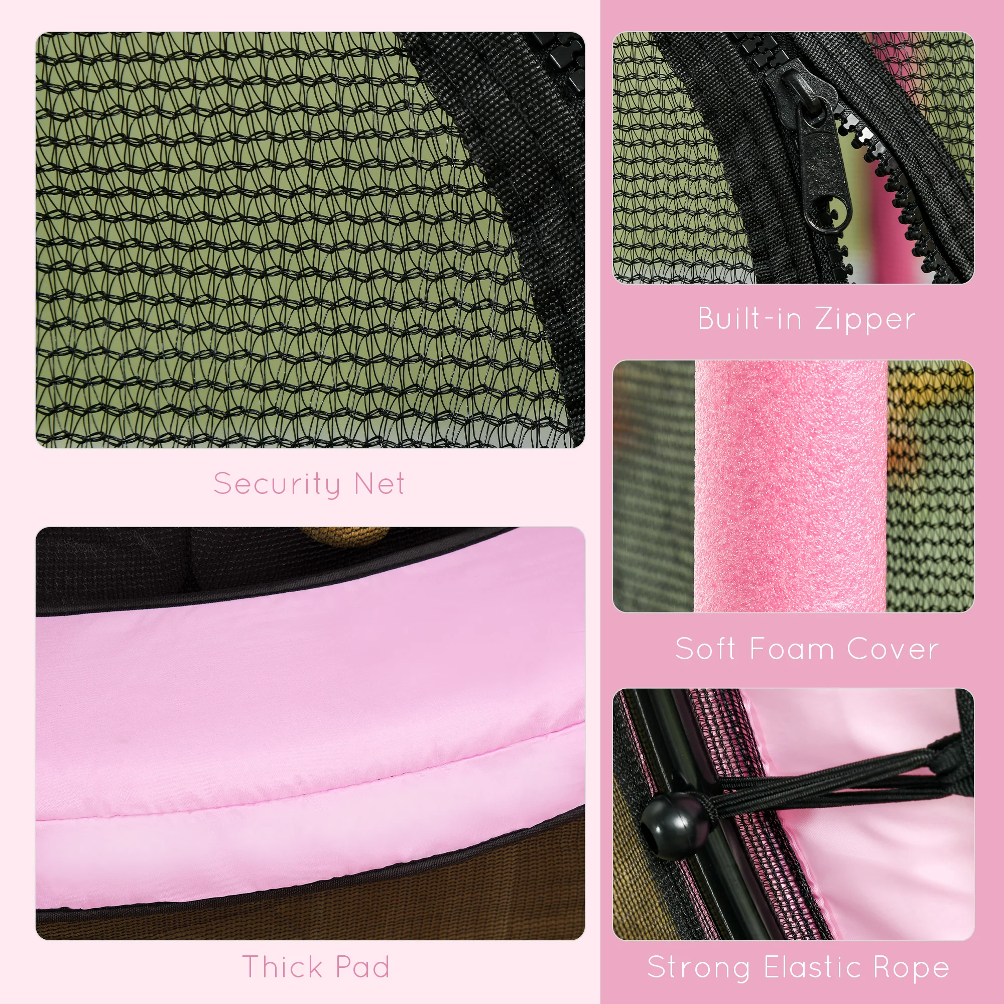 HOMCOM 4.6FT/75 Inch Kids Trampoline With Safety Enclosure, Indoor Outdoor - Image 6