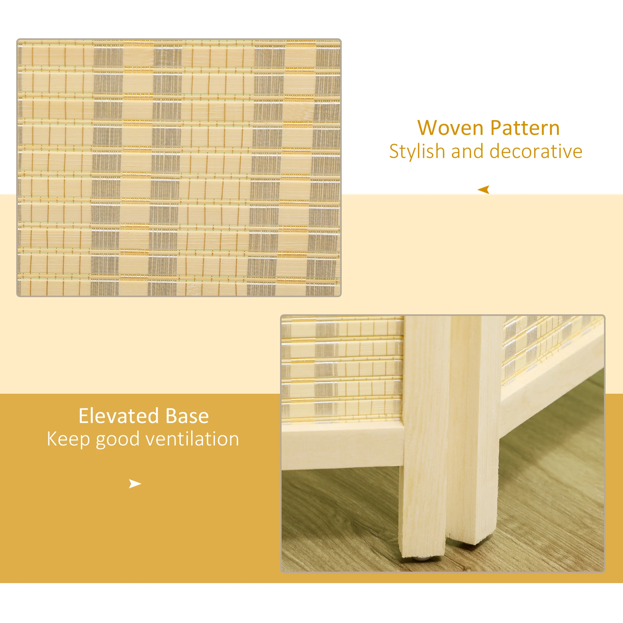 HOMCOM 4 Panel Folding Room Divider 170cm Wall Privacy Screen Protector Natural - Image 3