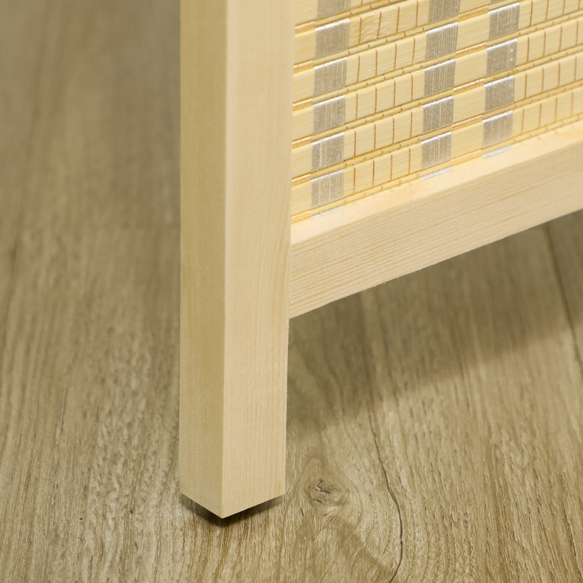 HOMCOM 4 Panel Folding Room Divider 170cm Wall Privacy Screen Protector Natural - Image 7