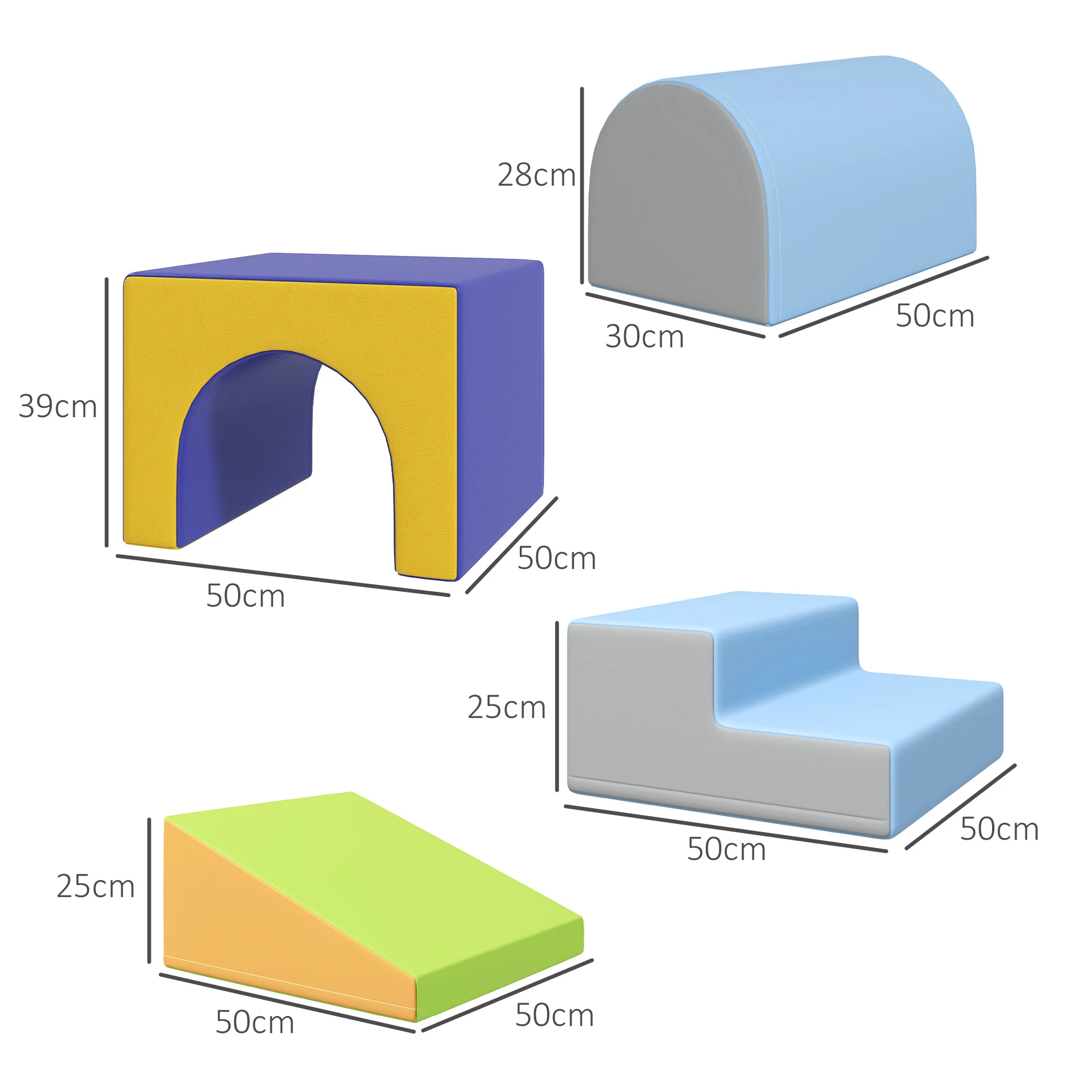 HOMCOM 4-piece Soft Play Set, Baby Foam Block Toy Toddler 1-3 Years, Blue - Image 5