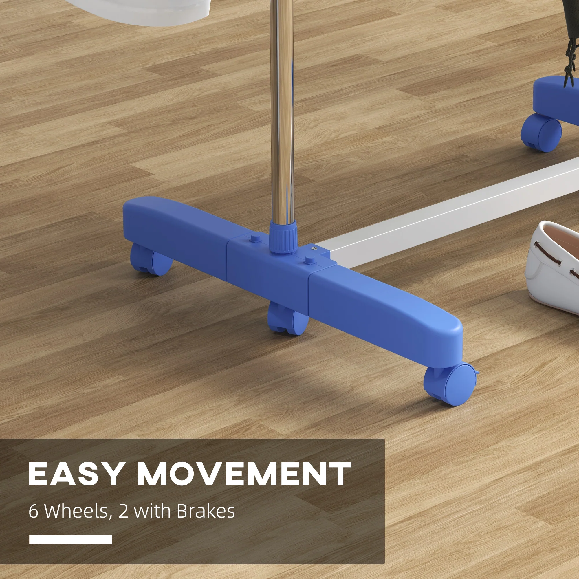 HOMCOM 4-Tier Large Clothes Airer Stainless Steel Clothes Drying Rack Blue - Image 7