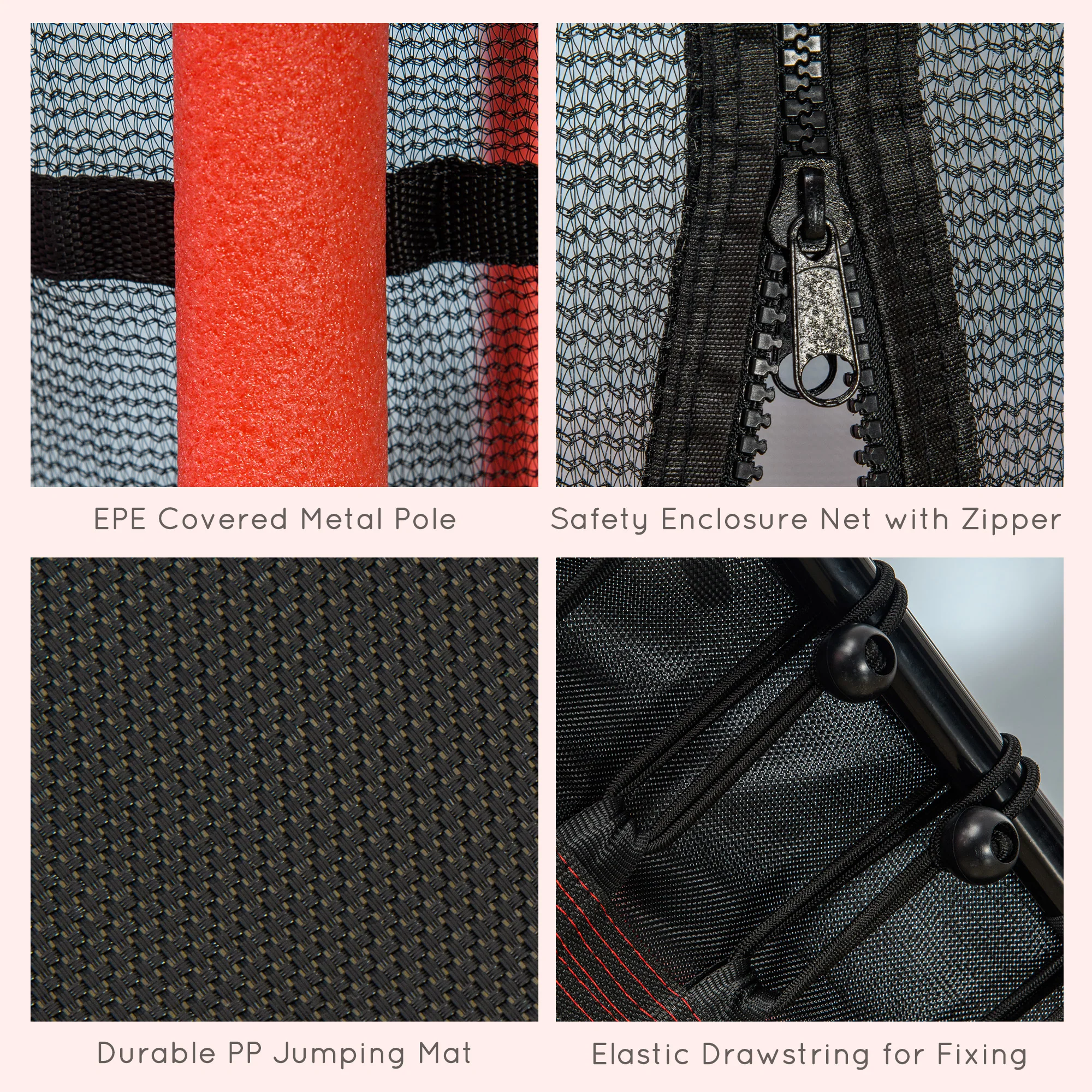 HOMCOM 5.4FT Kids Red Trampoline With Enclosure Indoor Outdoor For 3-10 Years - Image 6