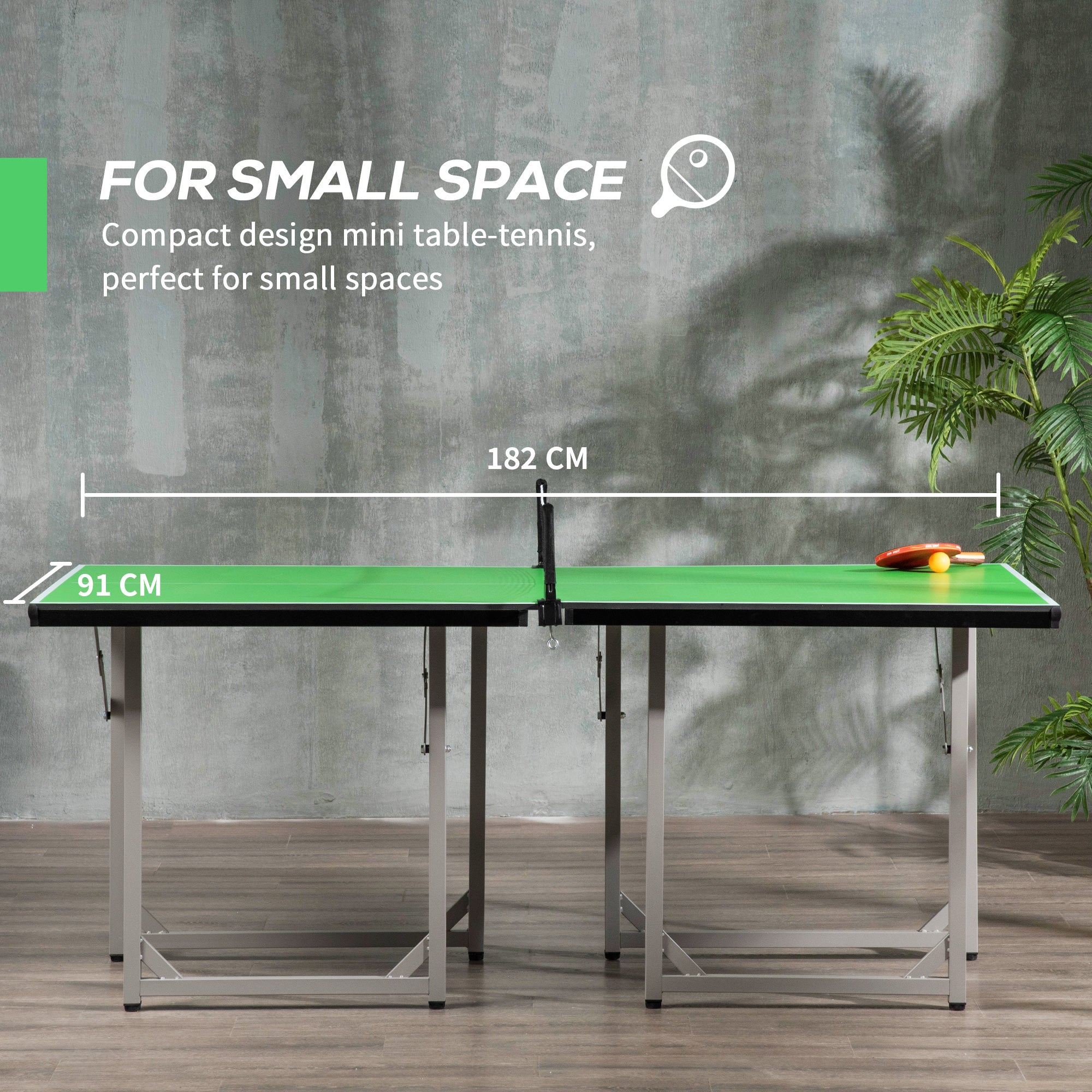 HOMCOM 6ft 182cm Mini Table Tennis Table Folding Ping Pong Table with Net Multi-Use Table for Indoor Outdoor Game, Green - Image 4