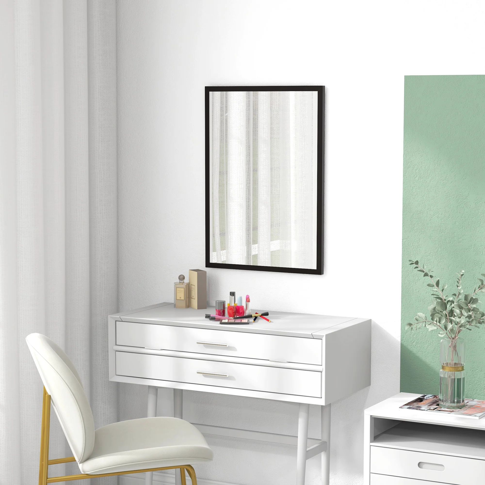 HOMCOM 70x50cm Wall Bathroom Mirror For Home Decor, Vanity Mirror, Black - Image 8